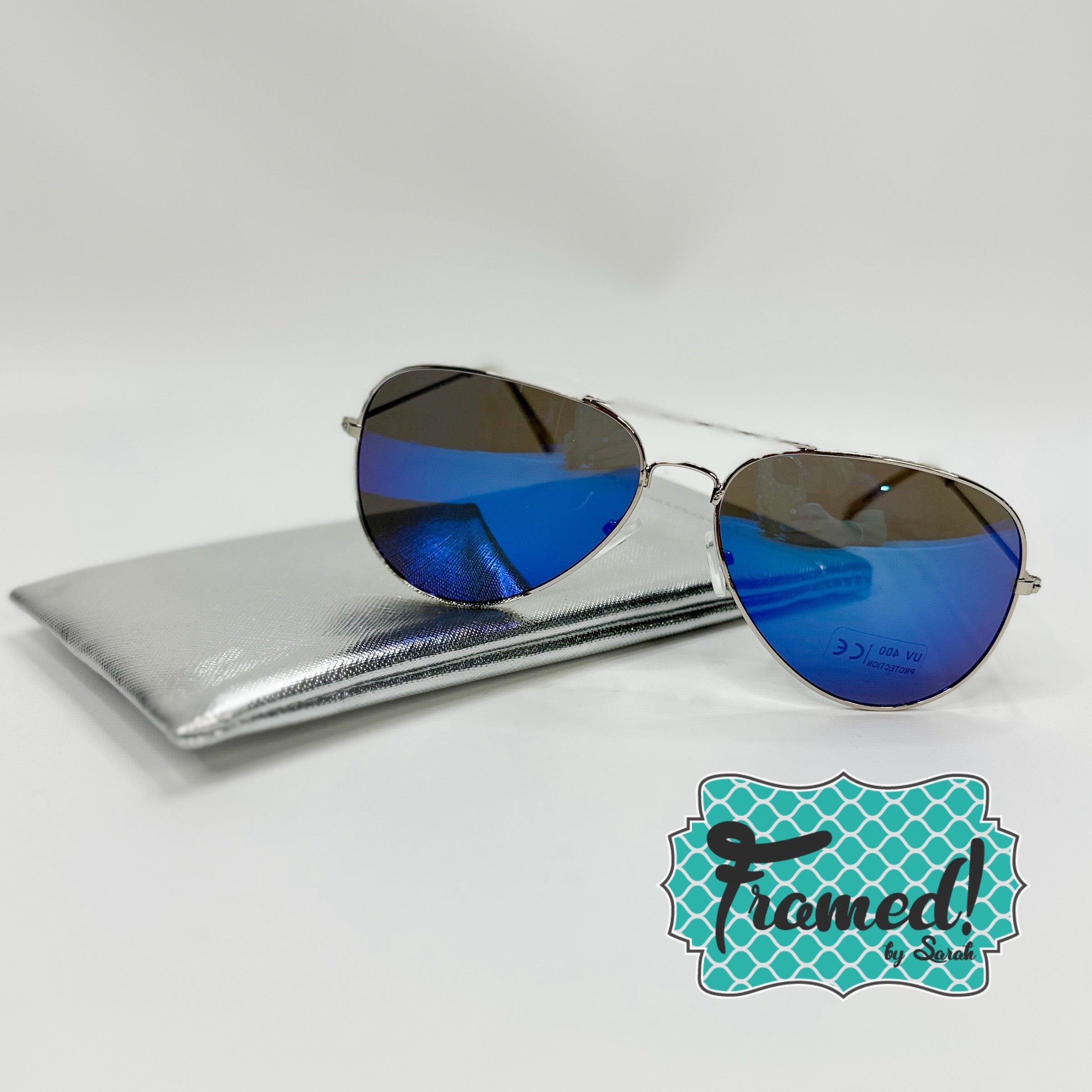 Blue Aviator Sunglasses with Case