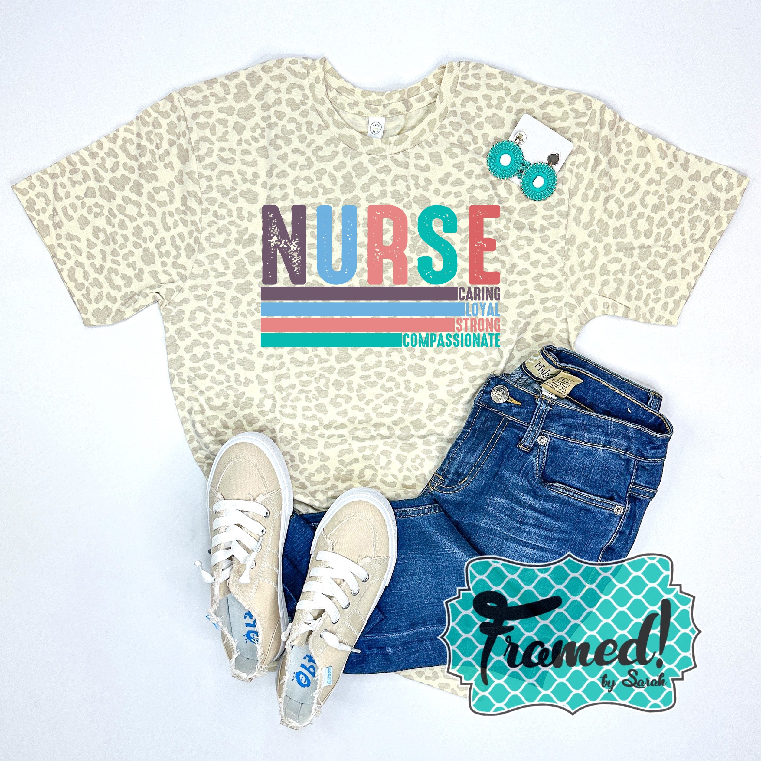 Natural Leopard Nurse/Teacher Graphic Tee
