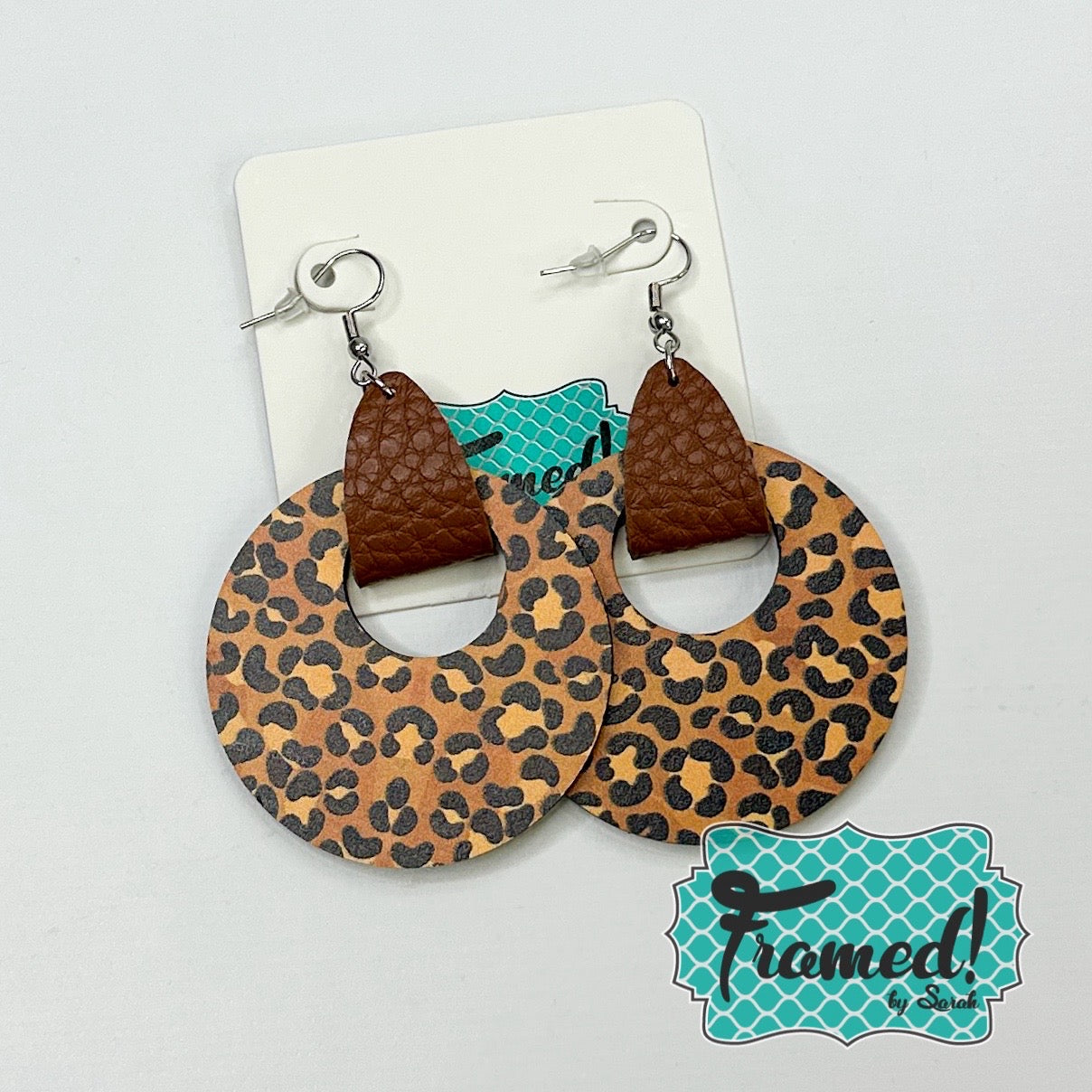 Leather Leopard Disc Earrings