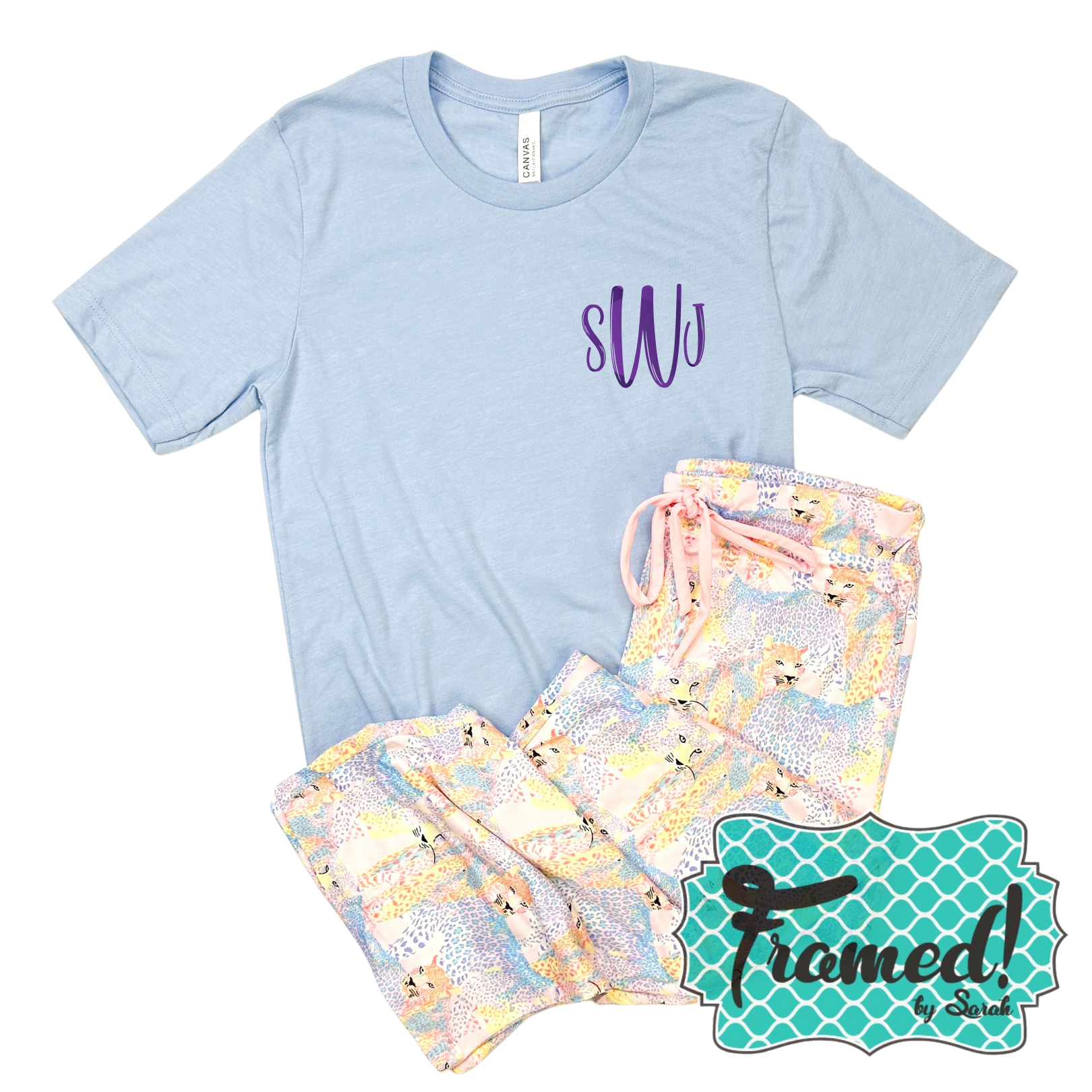 Light Blue Monogrammed Tee