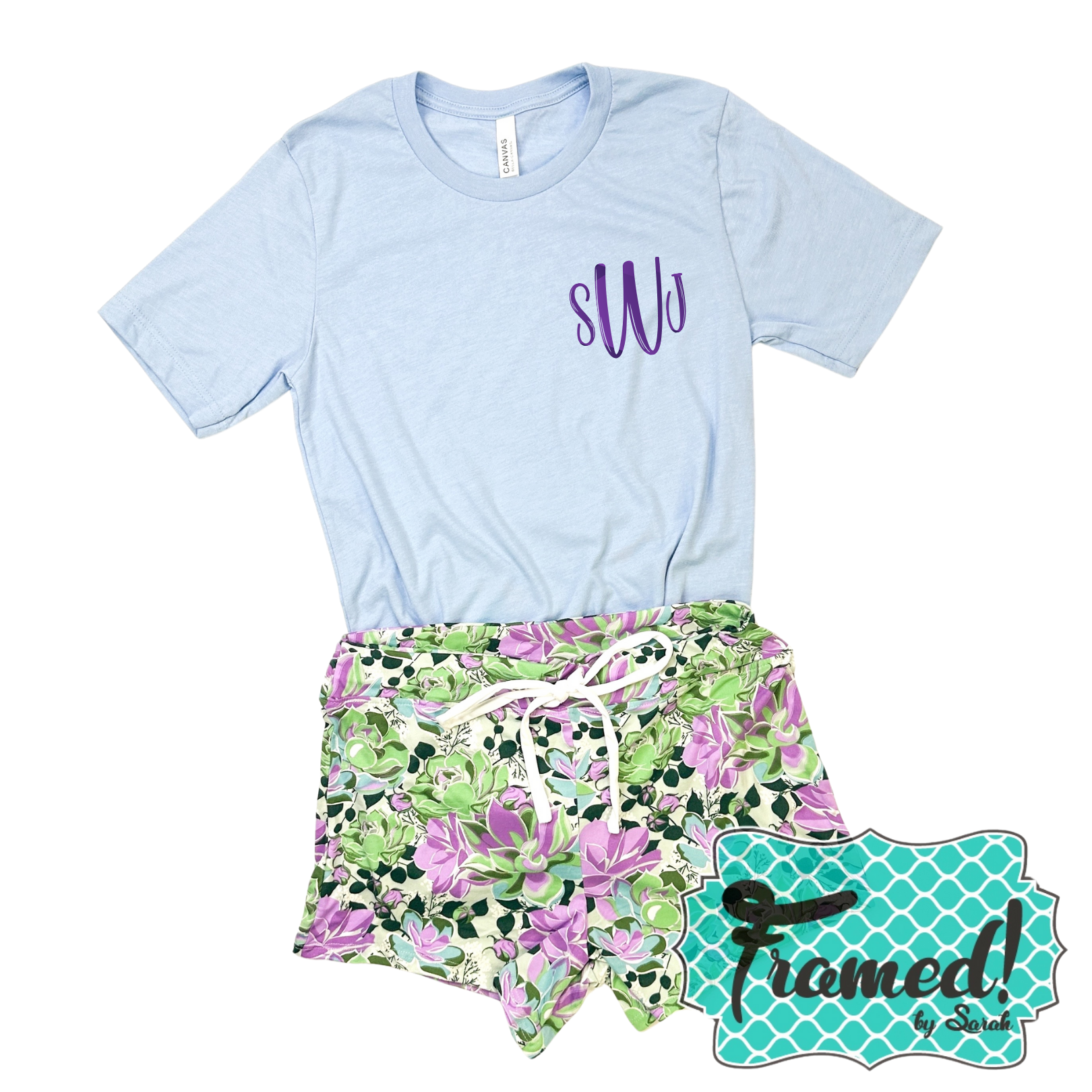 Light Blue Monogrammed Tee