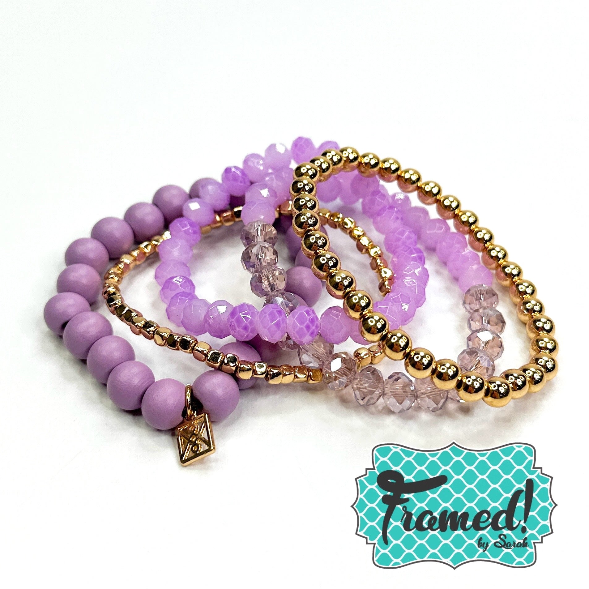 Purple Beaded Bracelet Stack