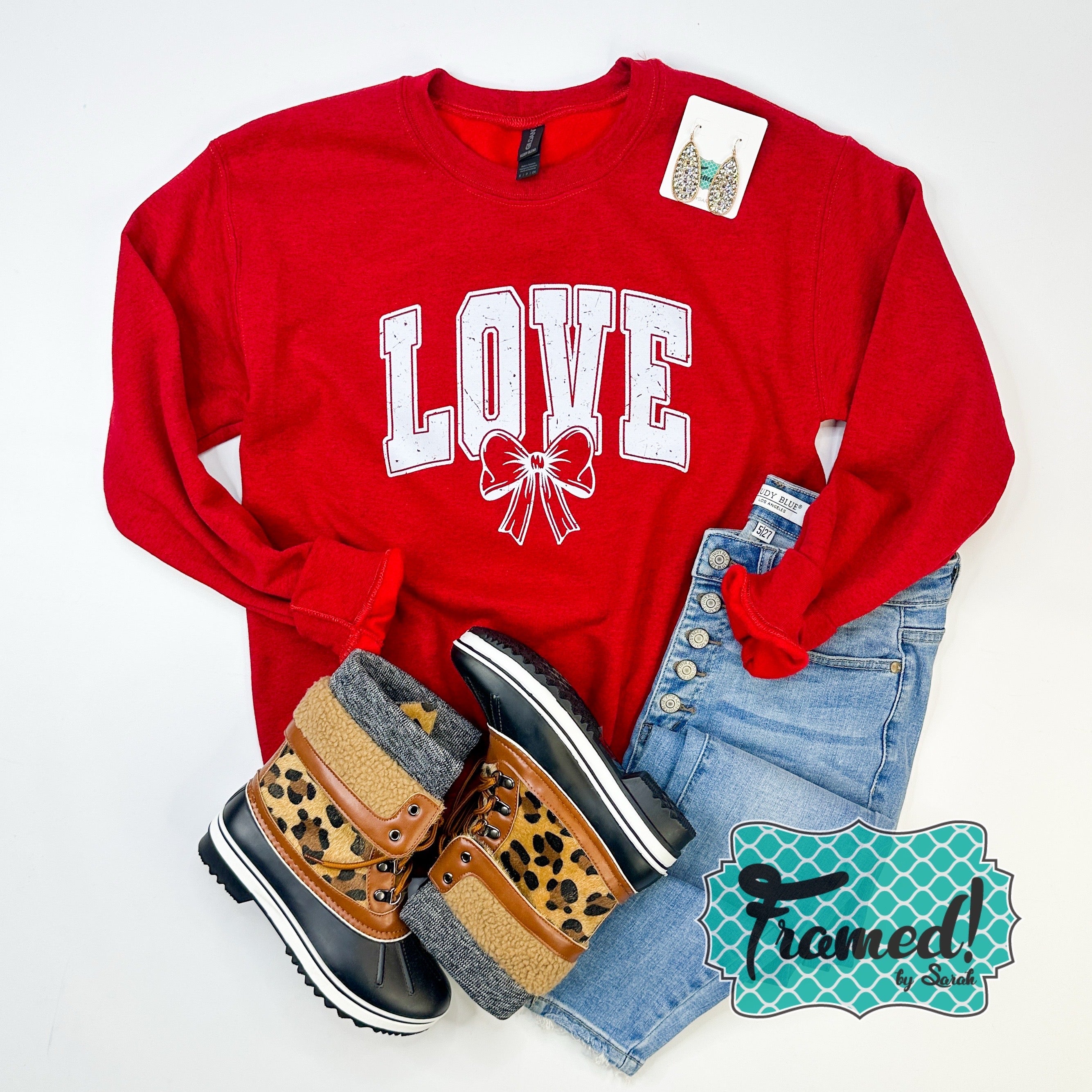 'Love with Bow' Red Sweatshirt