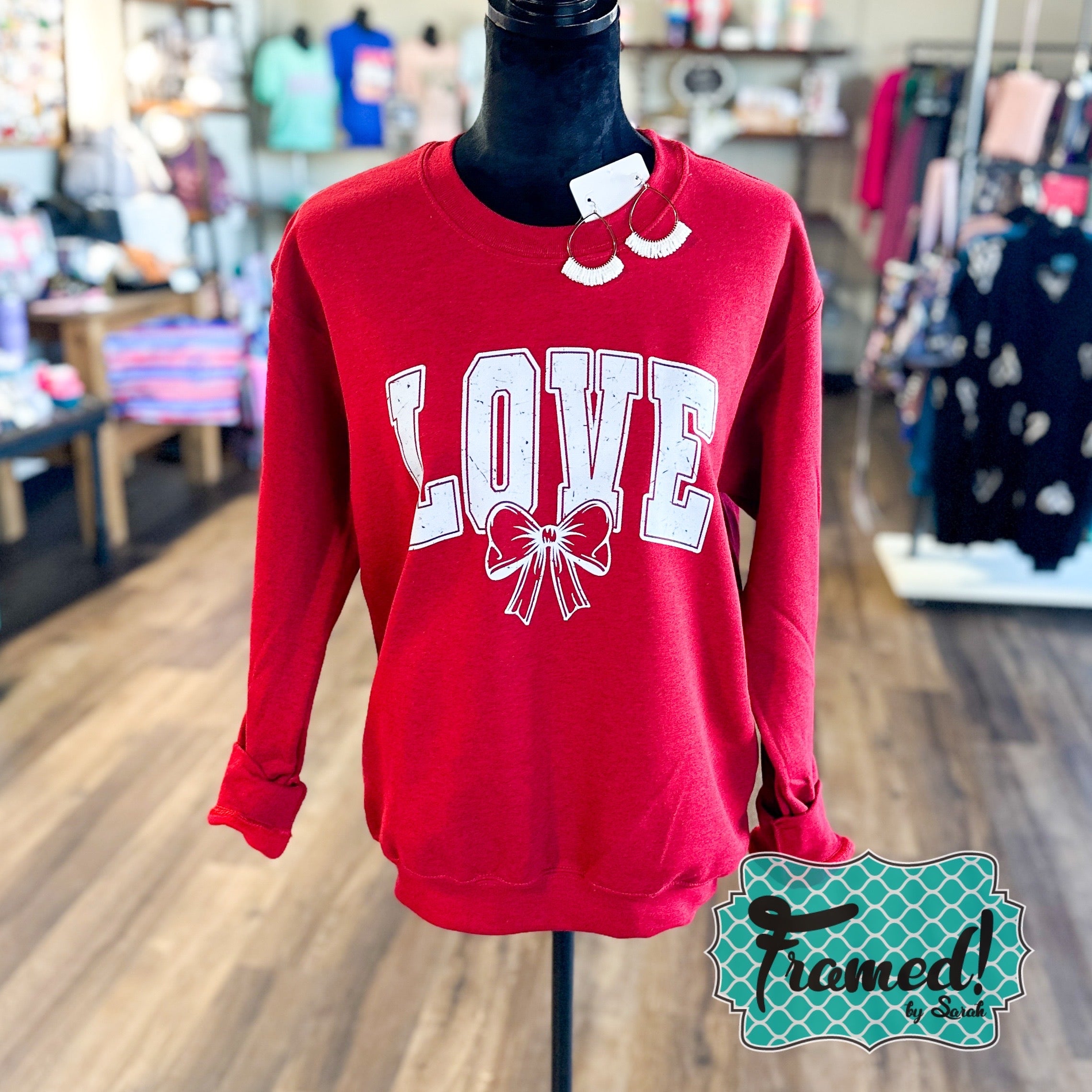 'Love with Bow' Red Sweatshirt