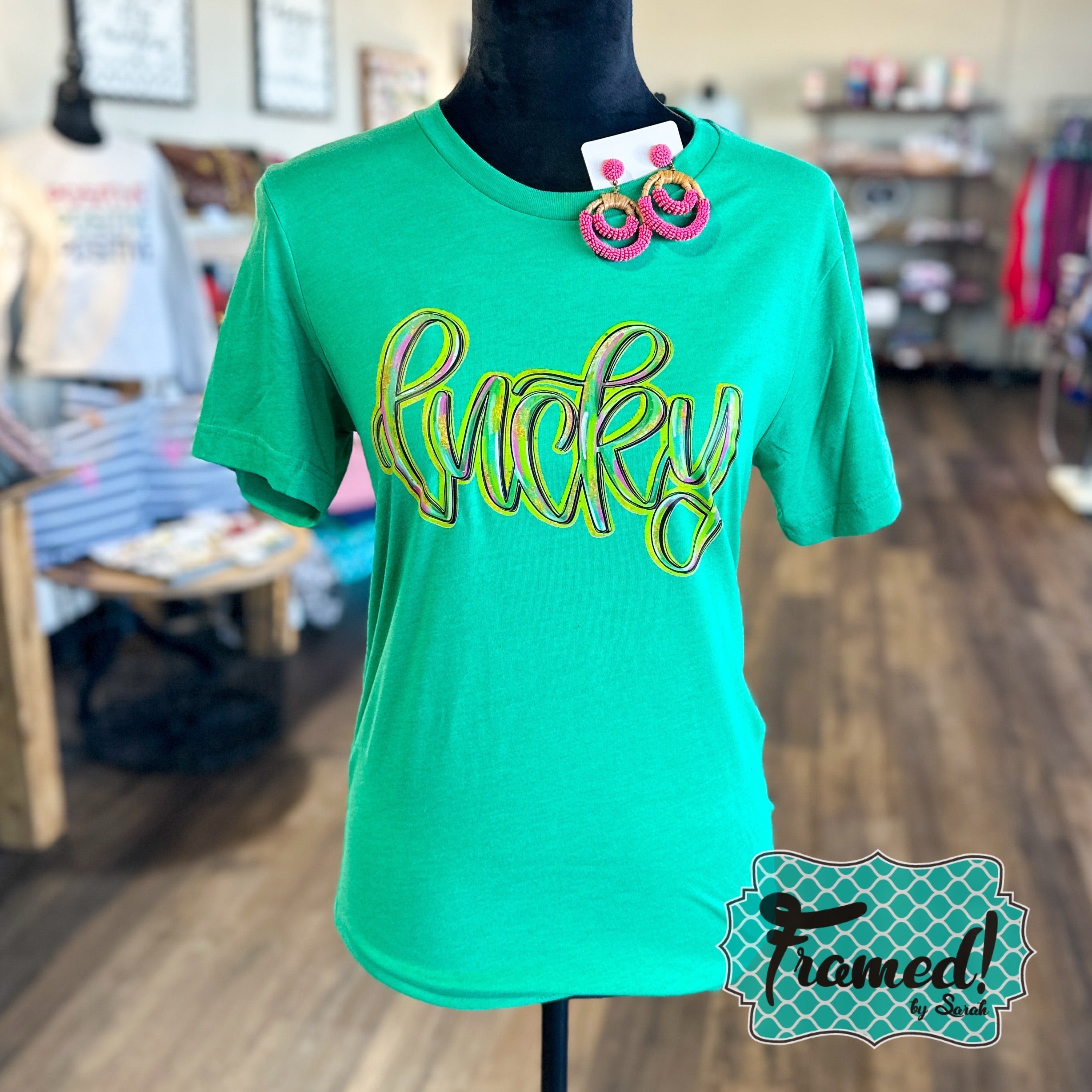 Green 'Lucky' Graphic Tee