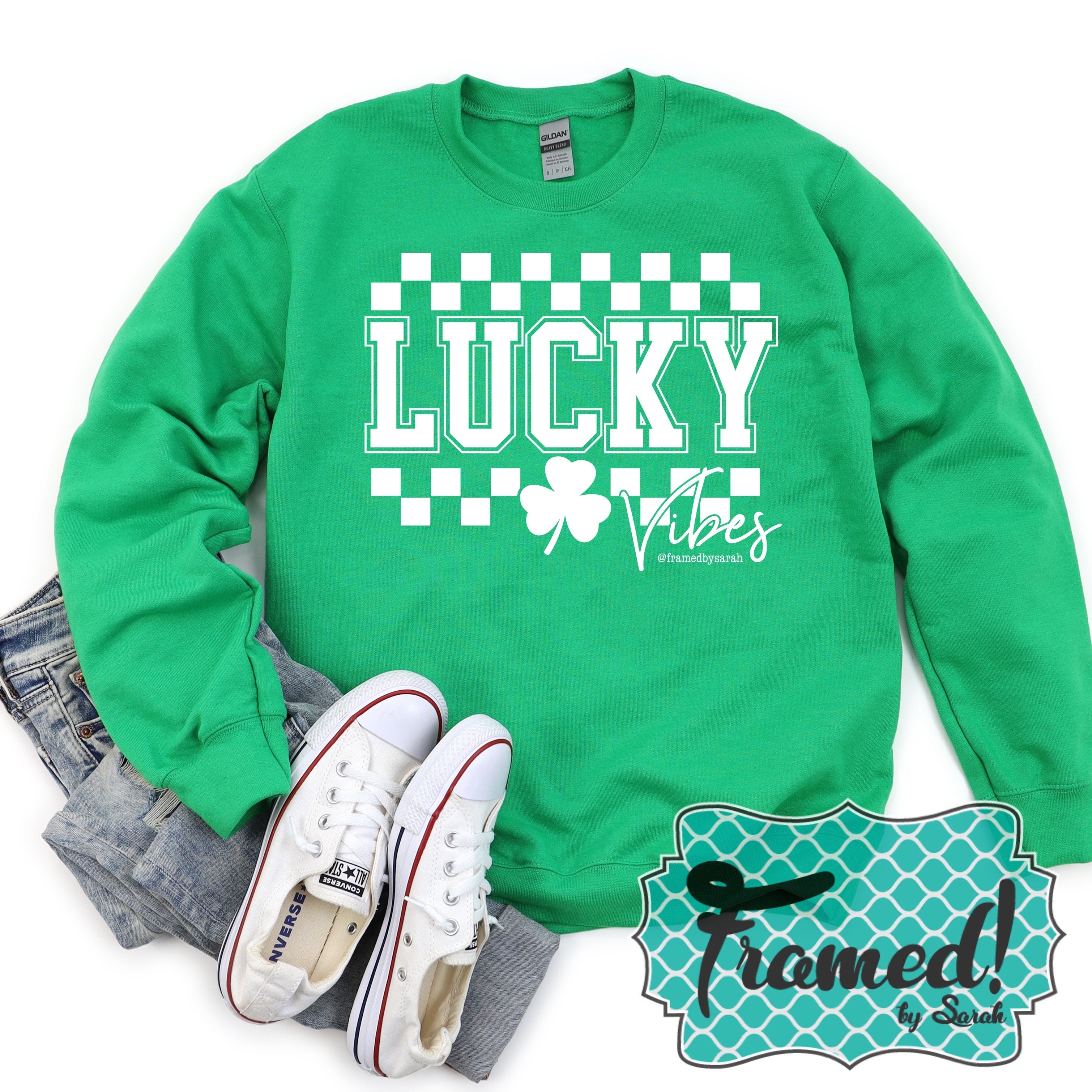 Green 'Lucky Vibes' Sweatshirt (Lg & 3X only)