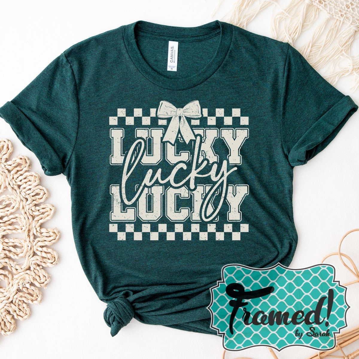 Green 'Lucky with Bow' Graphic Tee