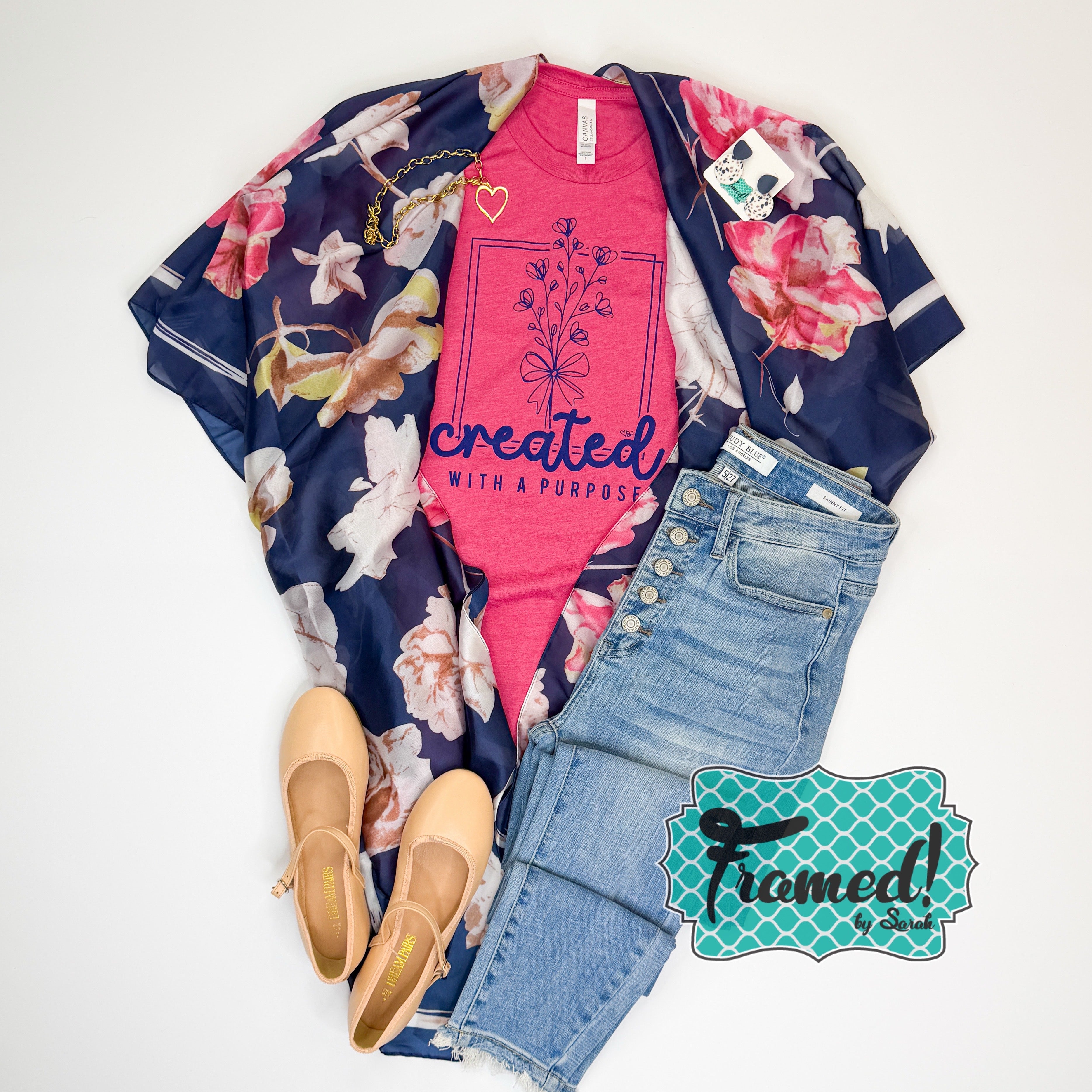 Navy Floral Kimono