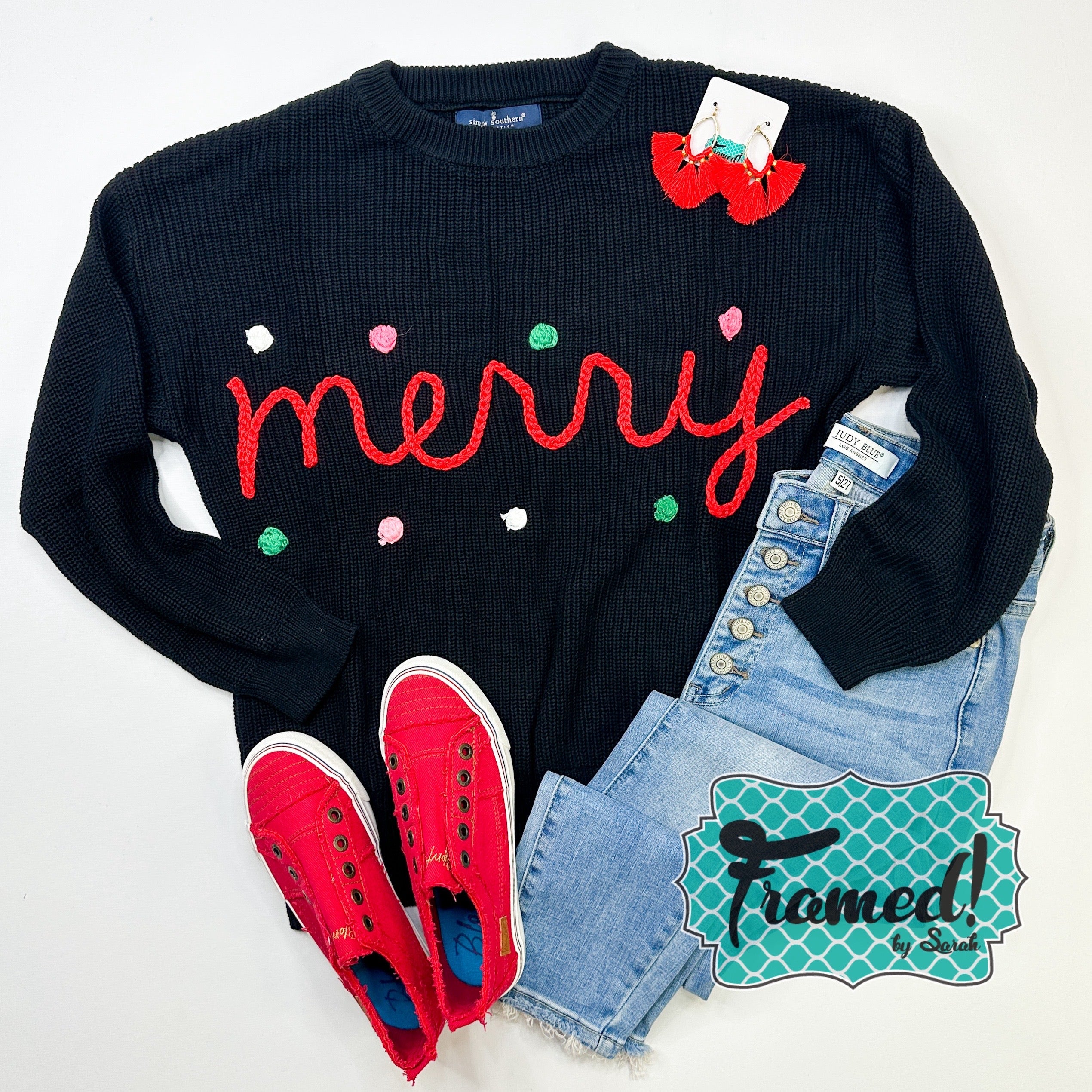 'Merry' Black Knit Sweater (Sm & Md Only)