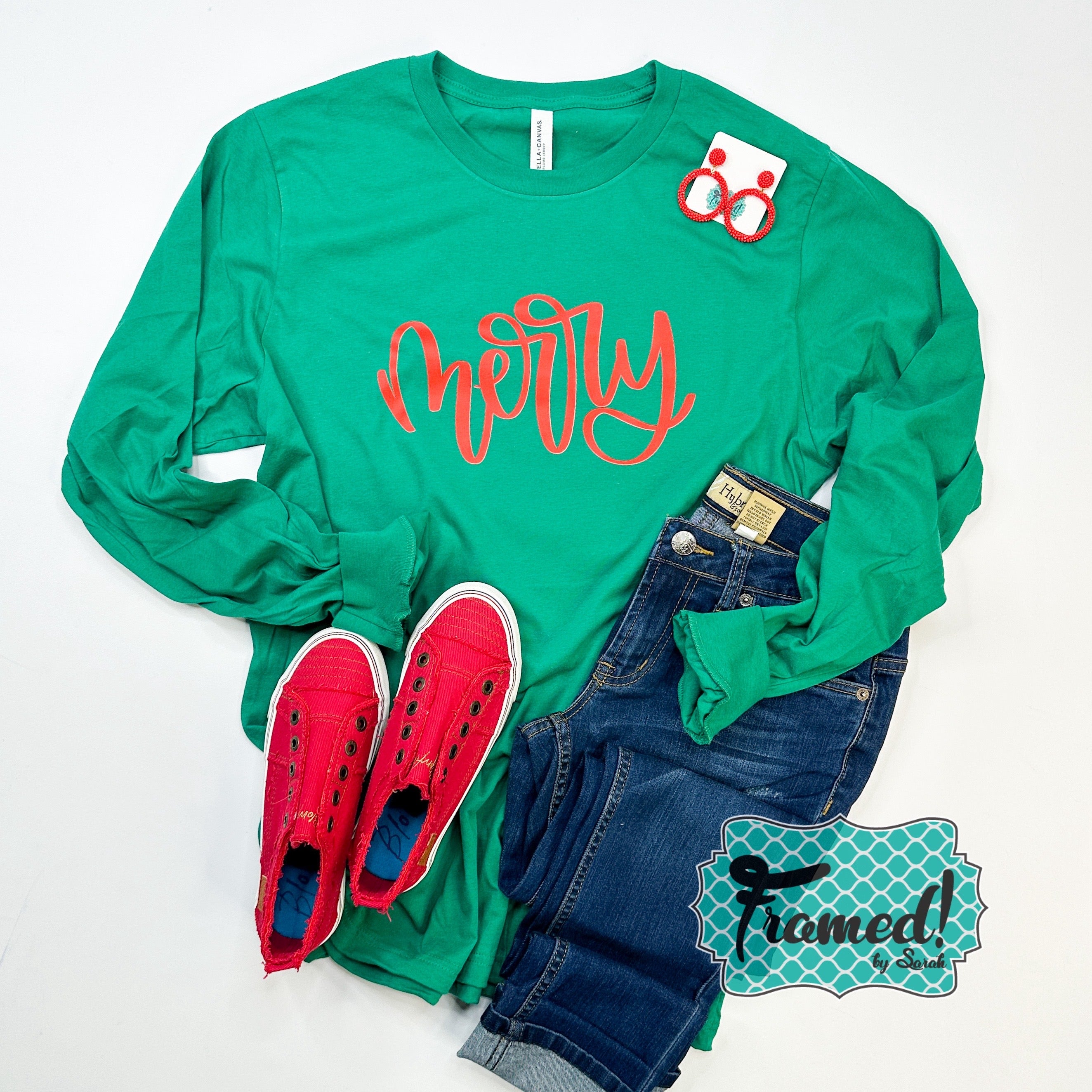 Kelly Green 'Merry' Long Sleeve Tee