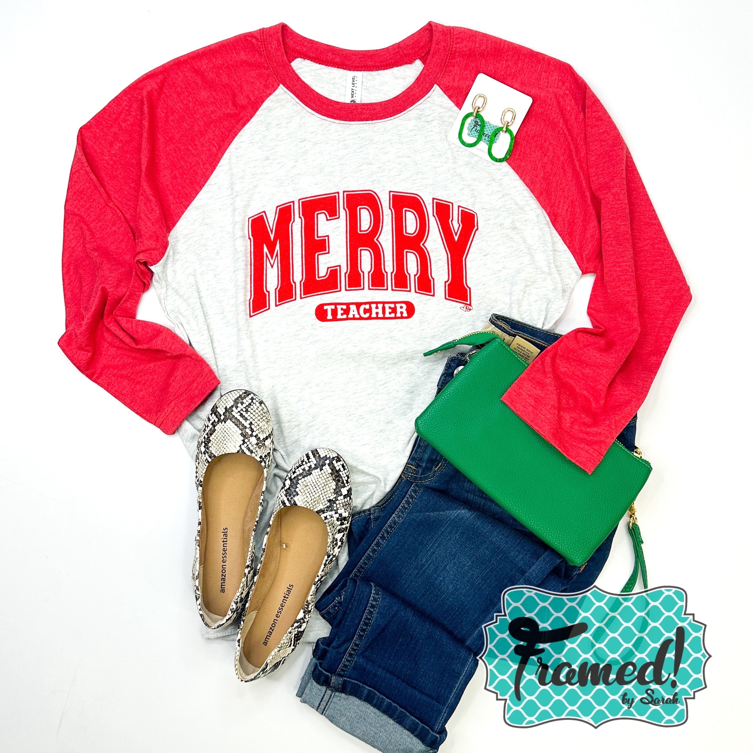 "Merry Teacher" 3/4 Sleeve Raglan