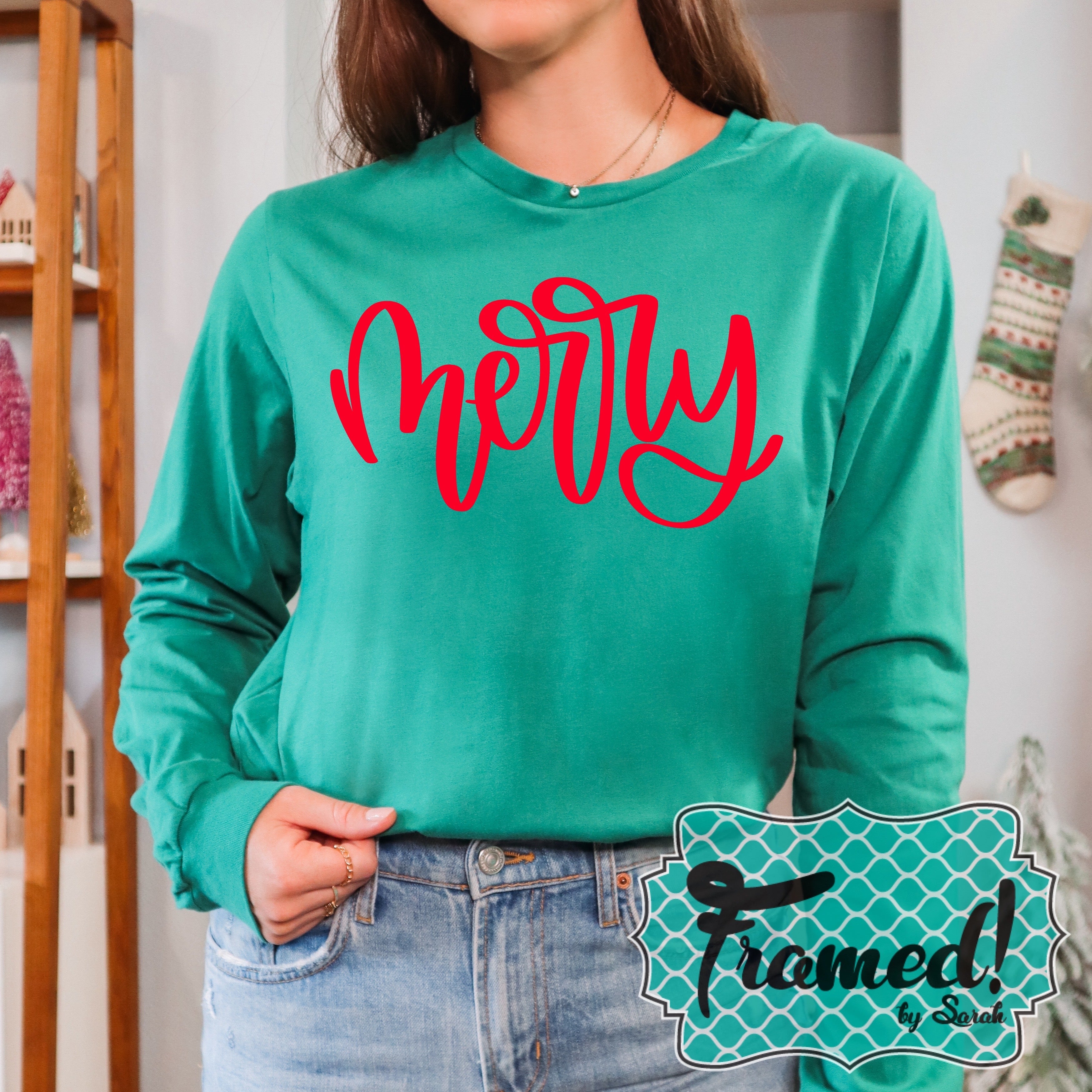 Kelly Green 'Merry' Long Sleeve Tee