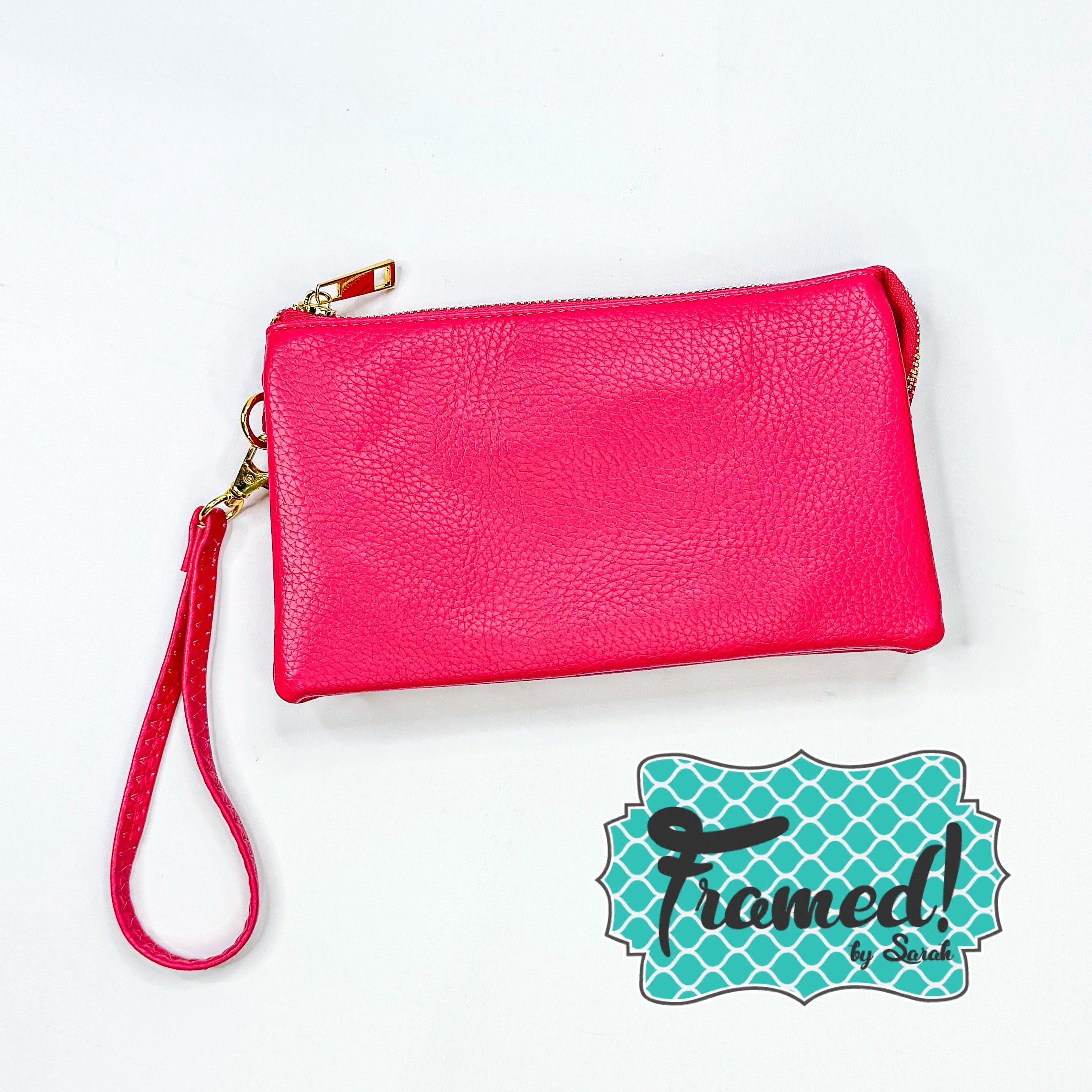 Hot Pink Monogrammed Multi-Zip Crossbody Purse