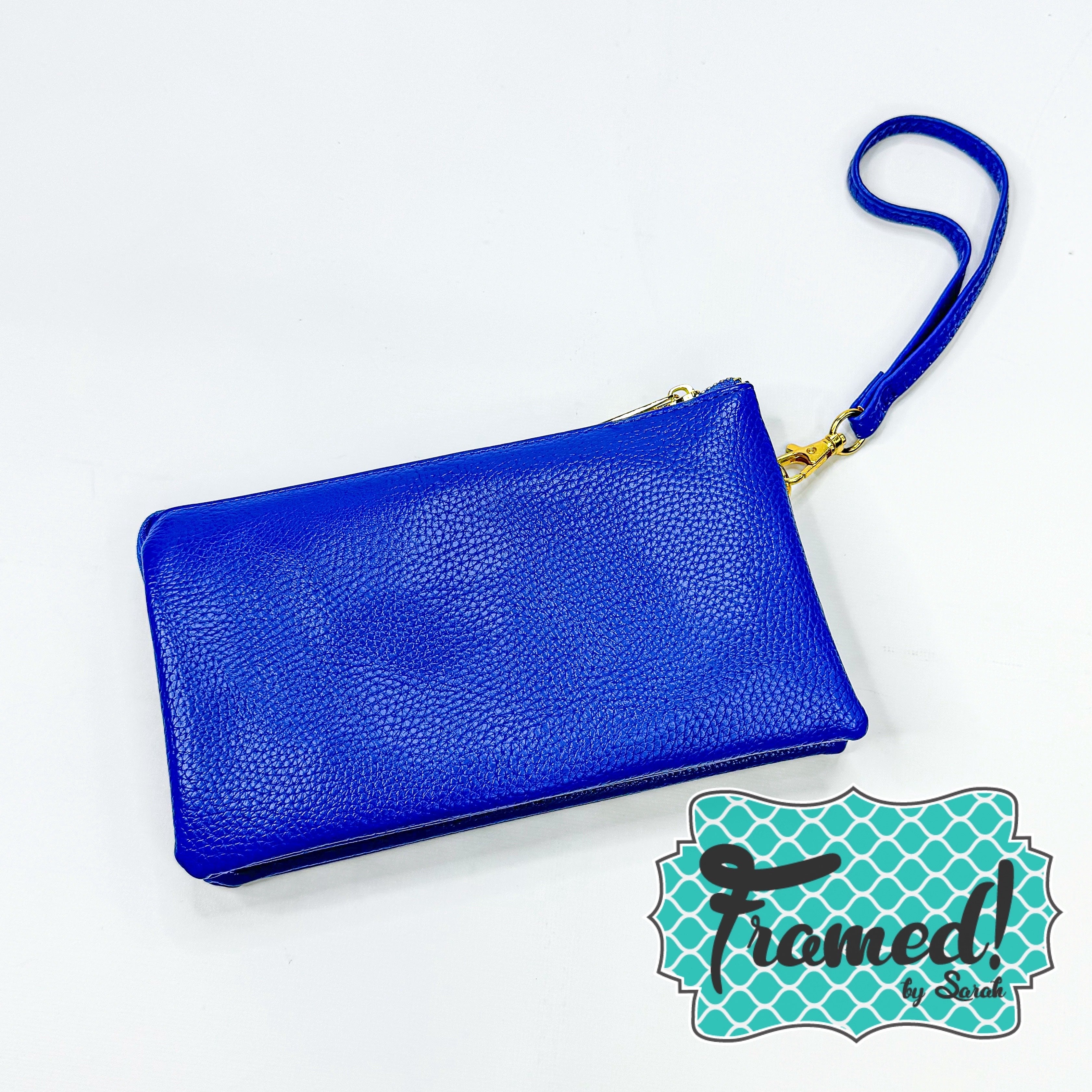 Royal Blue Monogrammed Multi-Zip Crossbody Purse