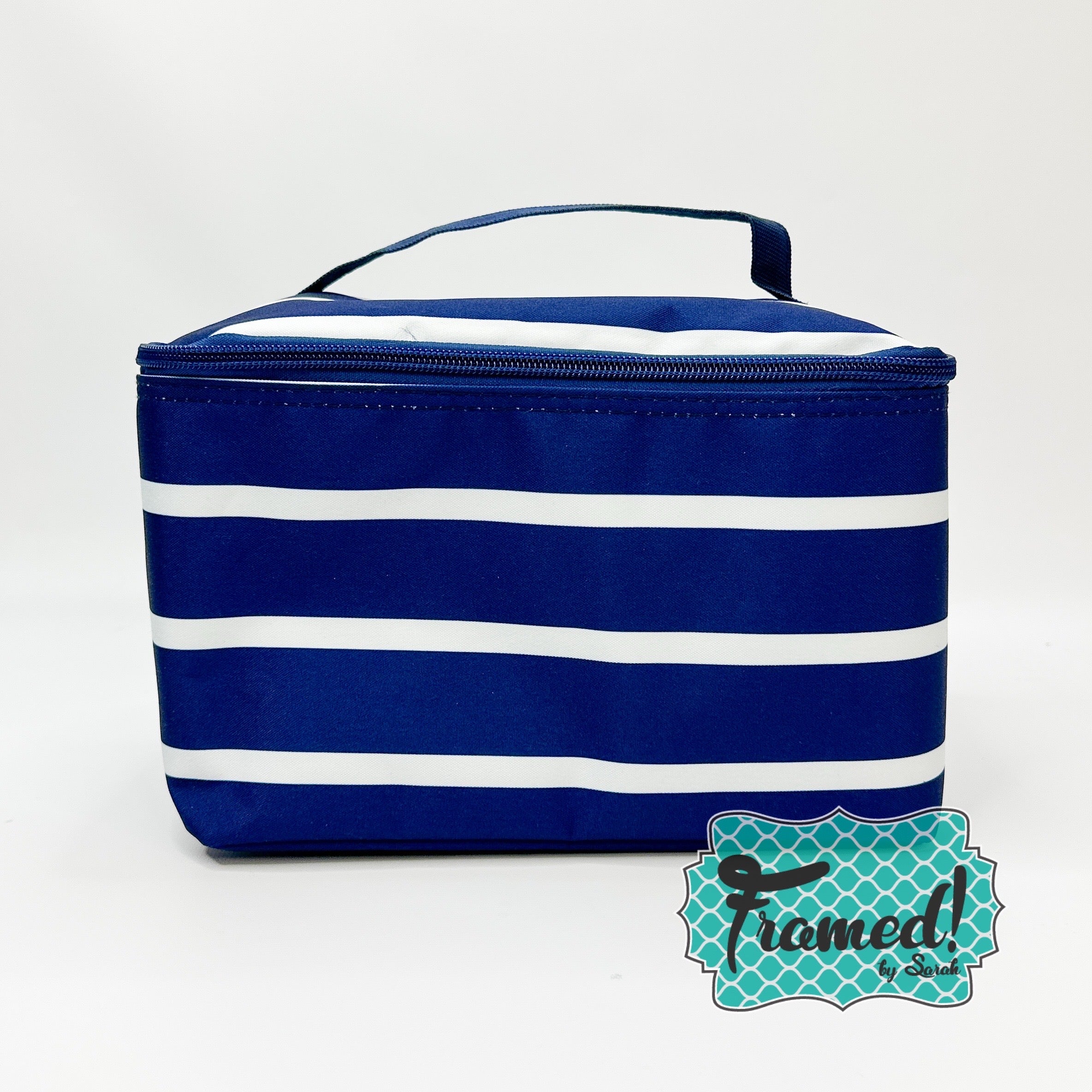 Navy & White Stripe Printed Cosmetic Bag