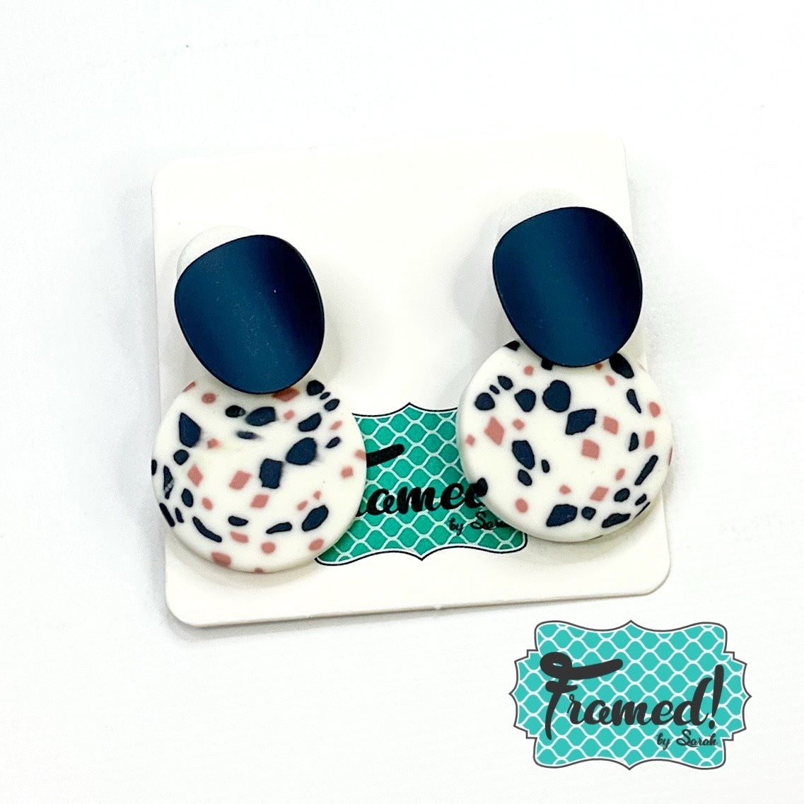 Navy & Mauve Speckled Earrings