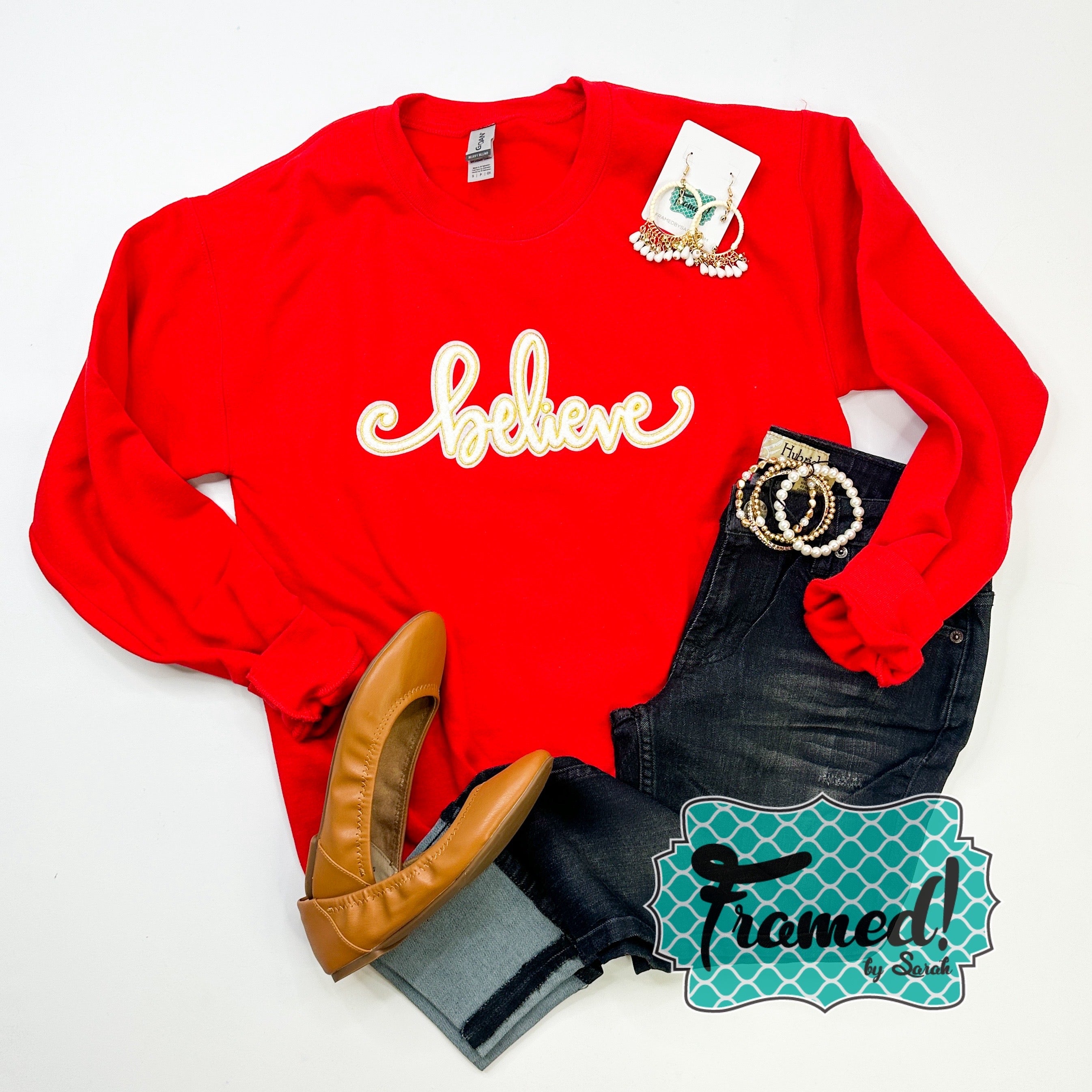 Red 'Believe' Sweatshirt