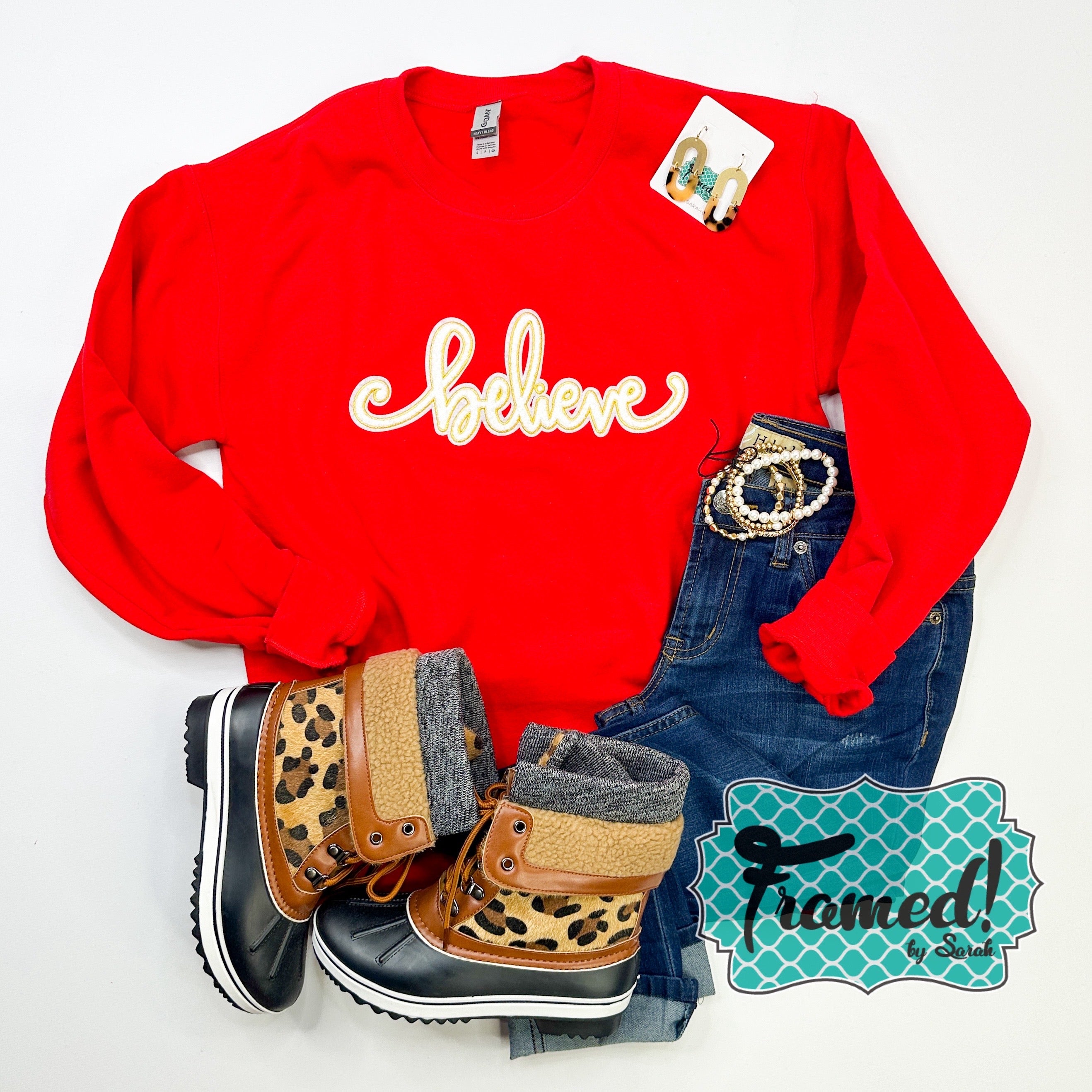 Red 'Believe' Sweatshirt