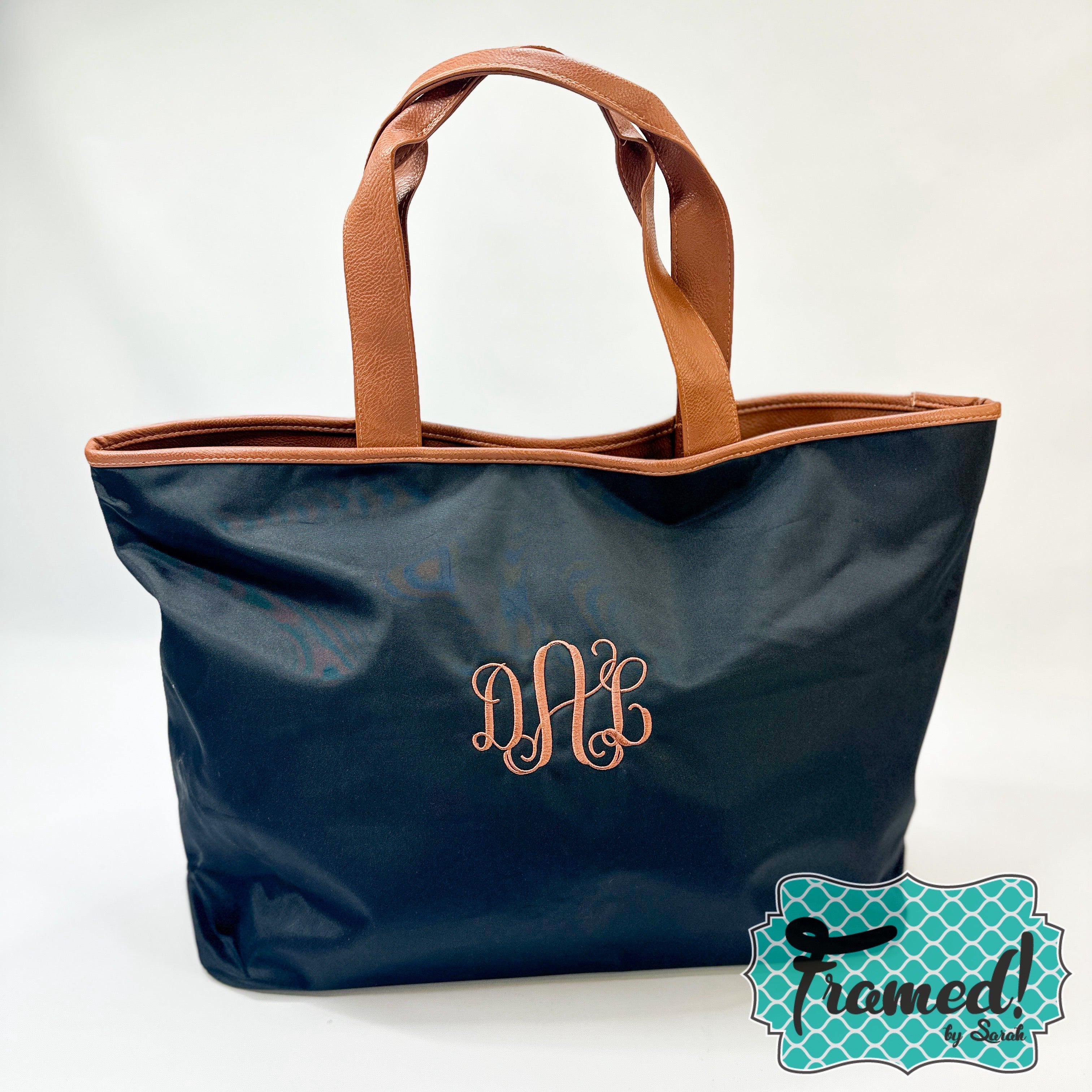 Monogrammed Oversized Black Tote