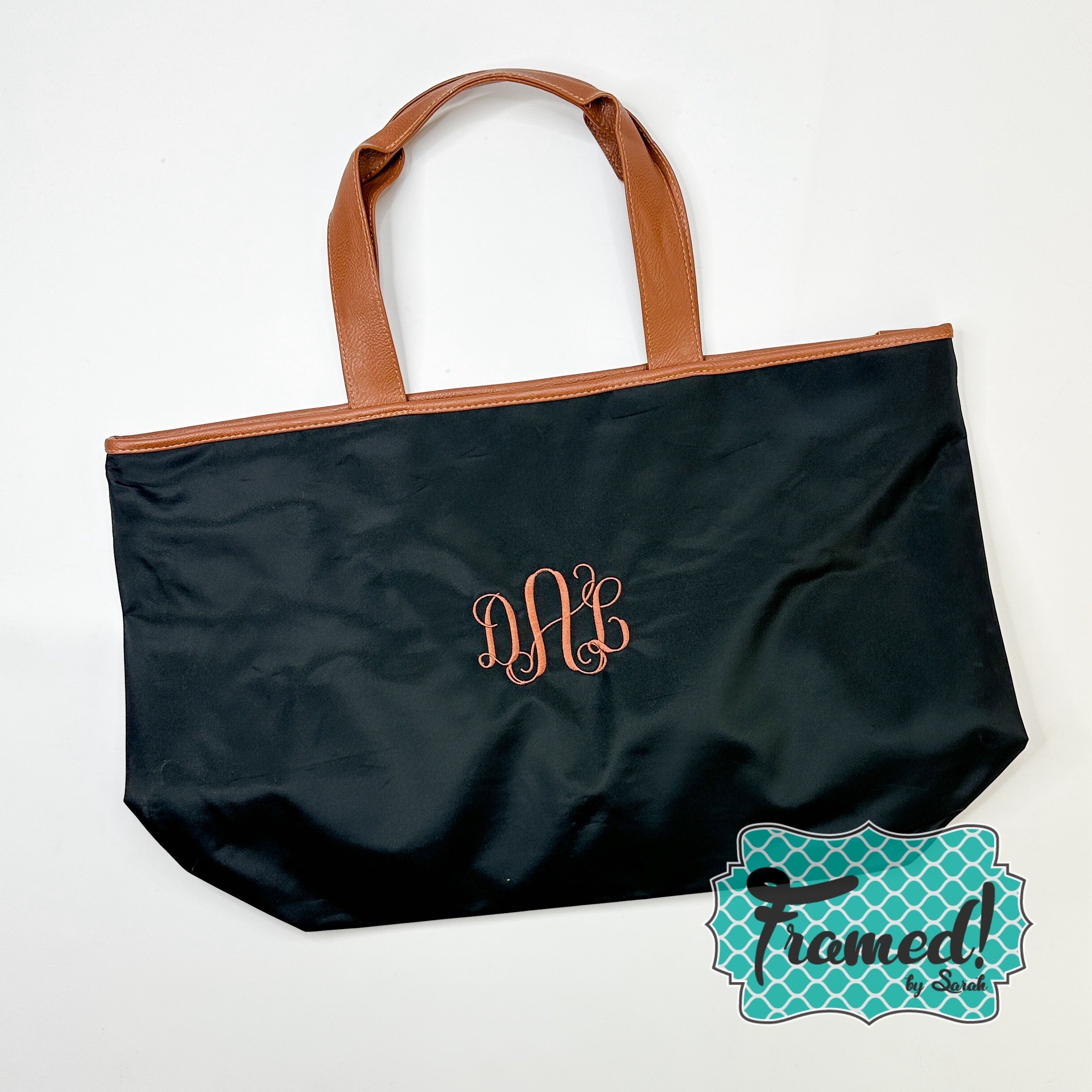 Monogrammed Oversized Black Tote