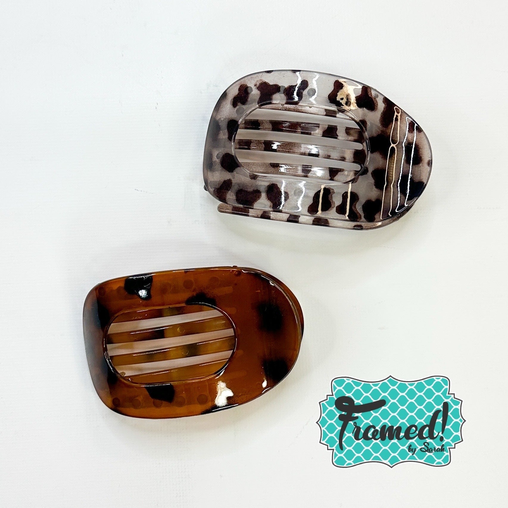 Set of 2 Printed Flat Hair Clips