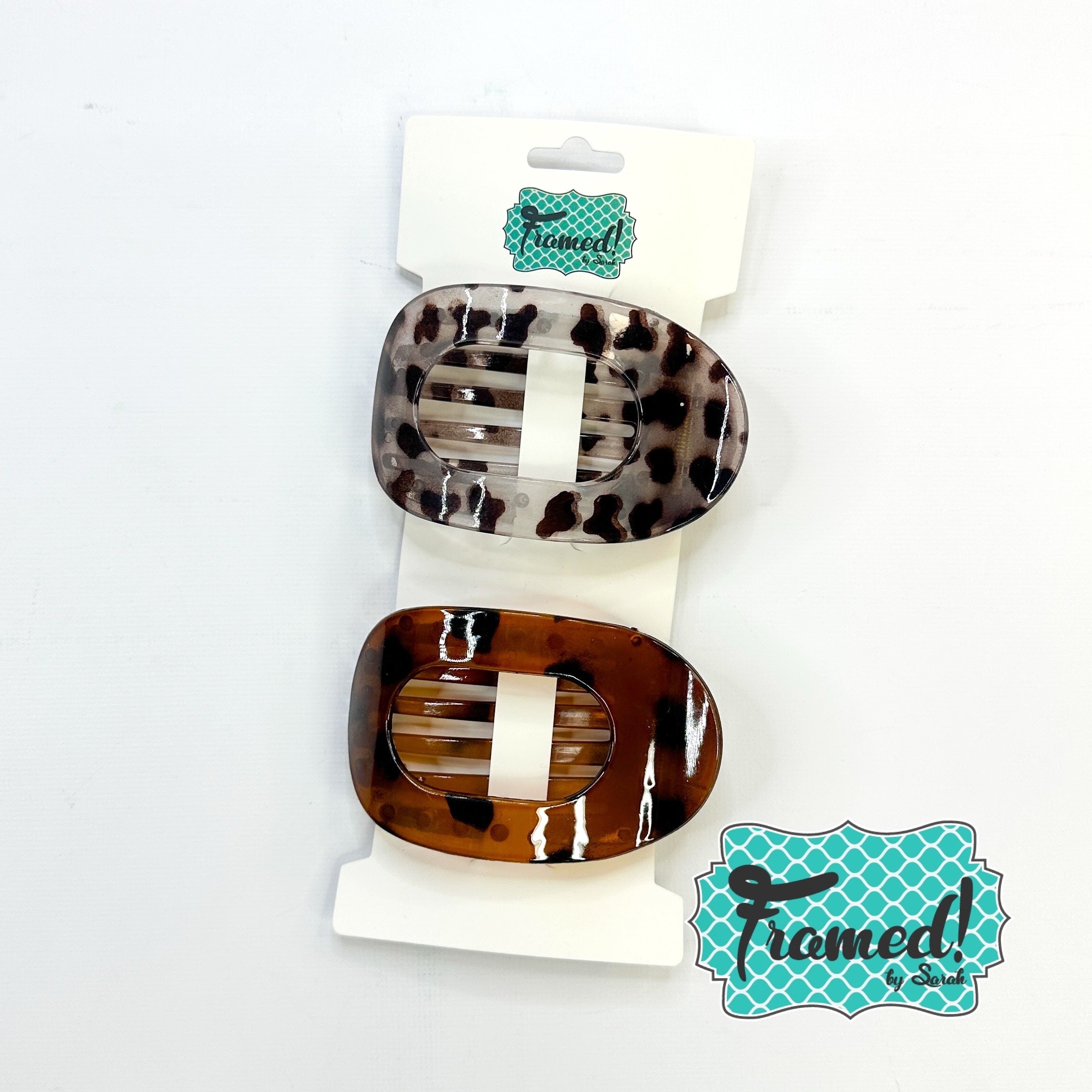 Set of 2 Printed Flat Hair Clips