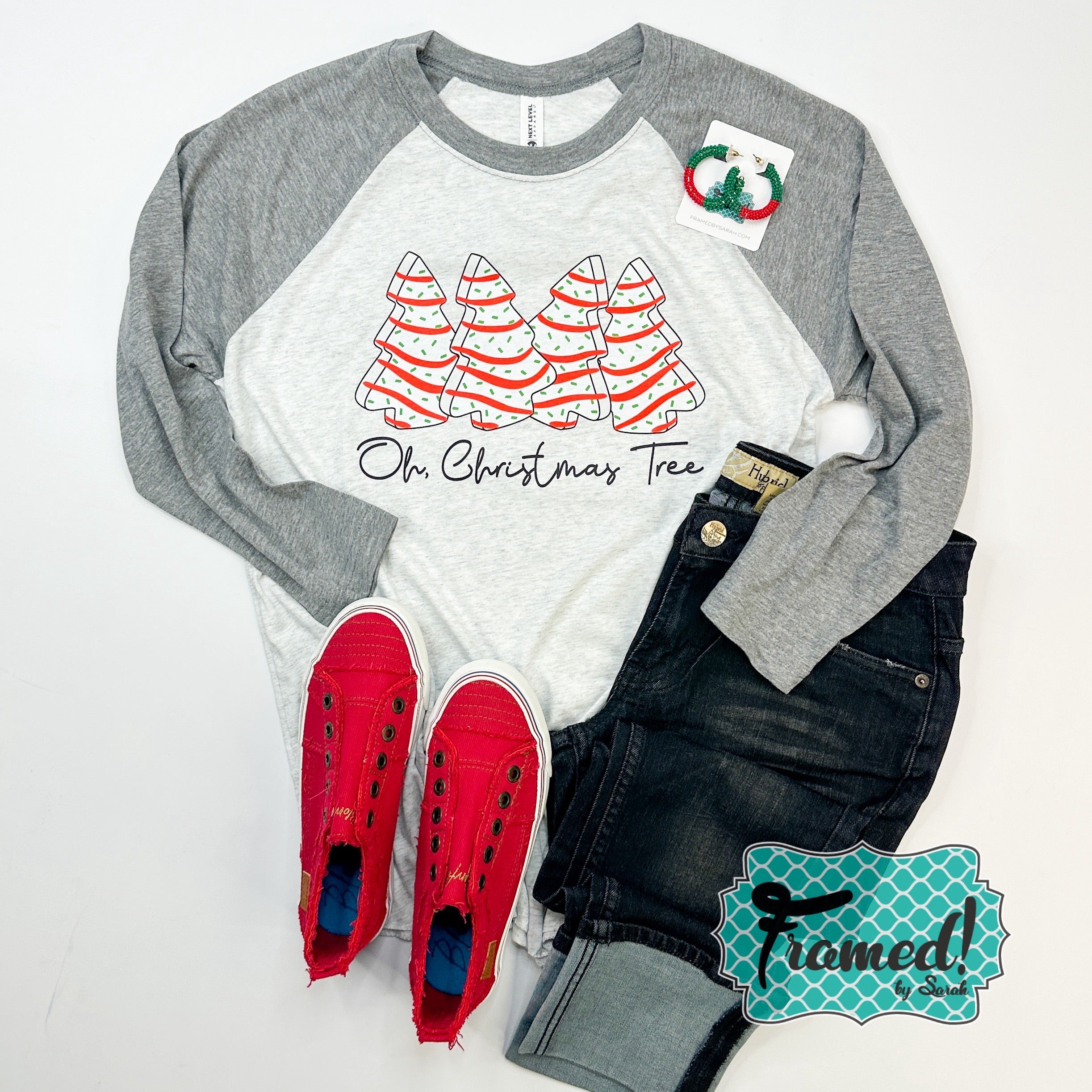 'Oh Christmas Tree' 3/4 Sleeve Raglan Tee