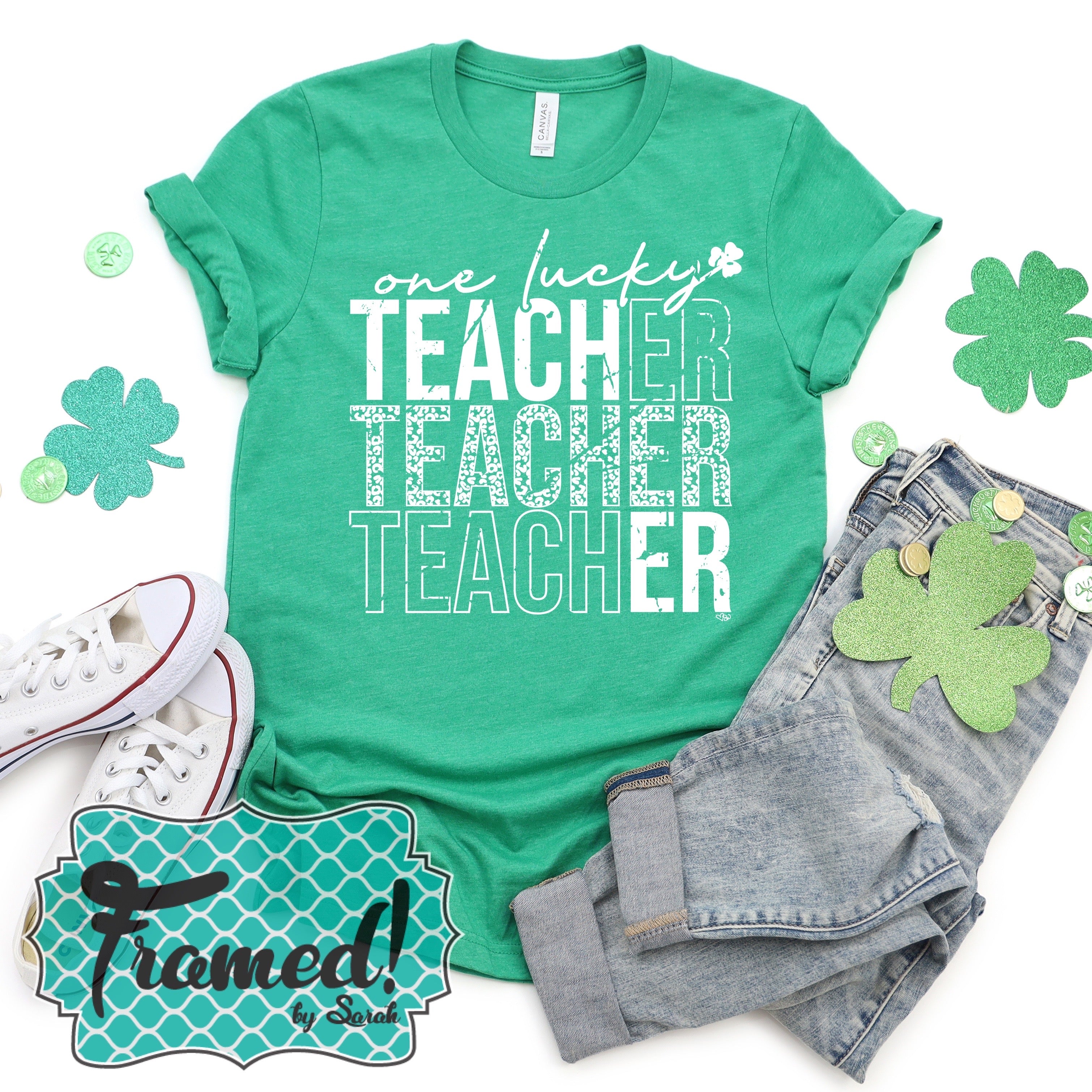 Green 'One Lucky Teacher' Tee (Large only)