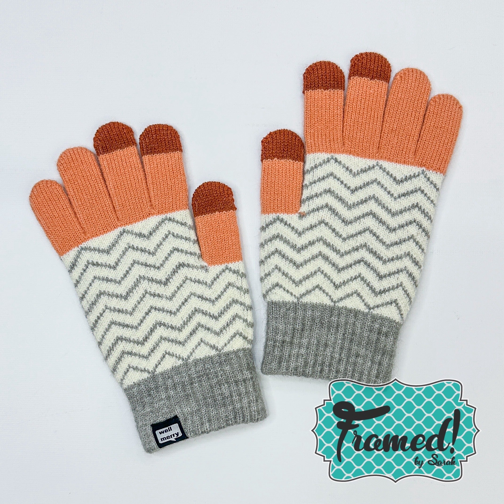 Orange Chevron Touch Screen Gloves