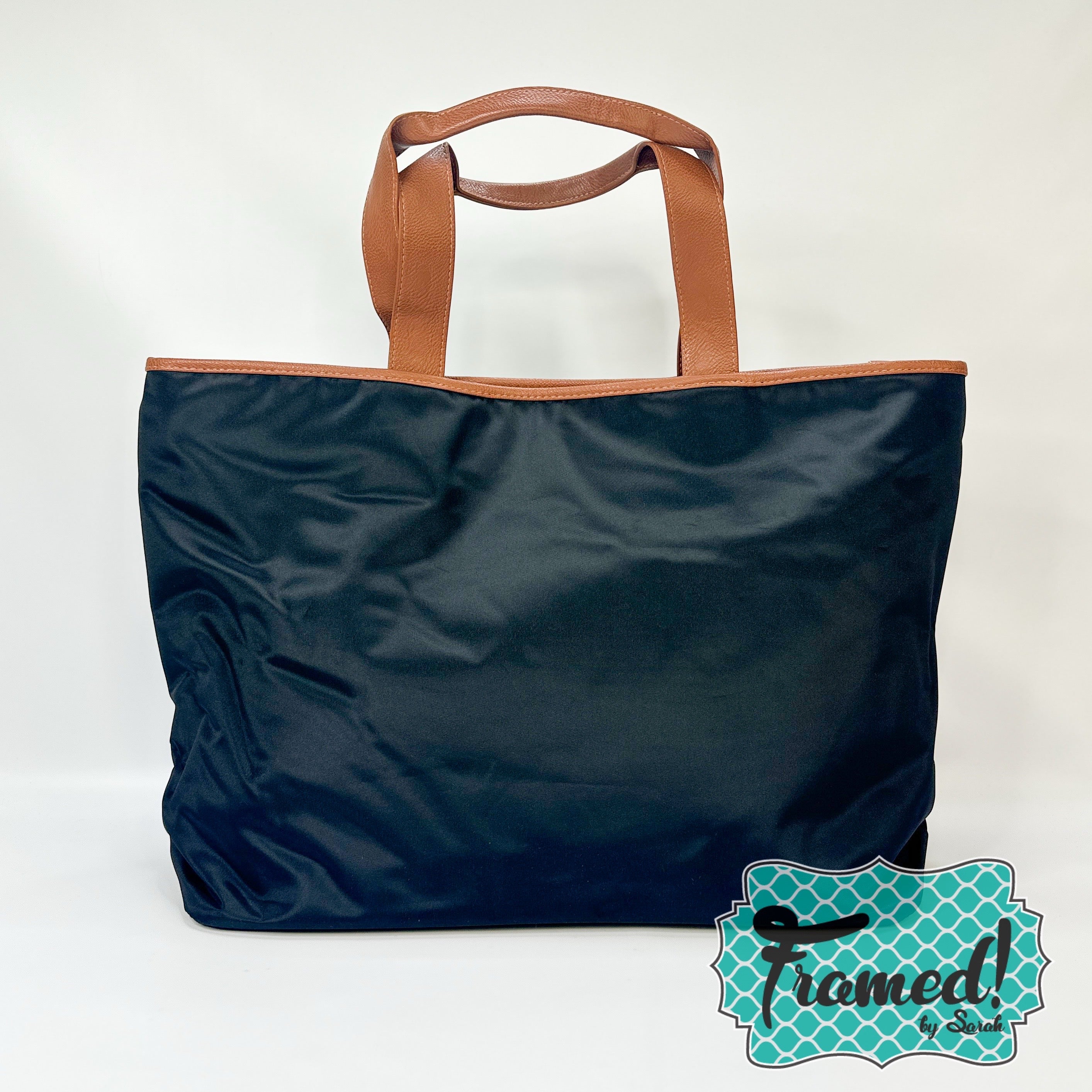 Monogrammed Oversized Black Tote
