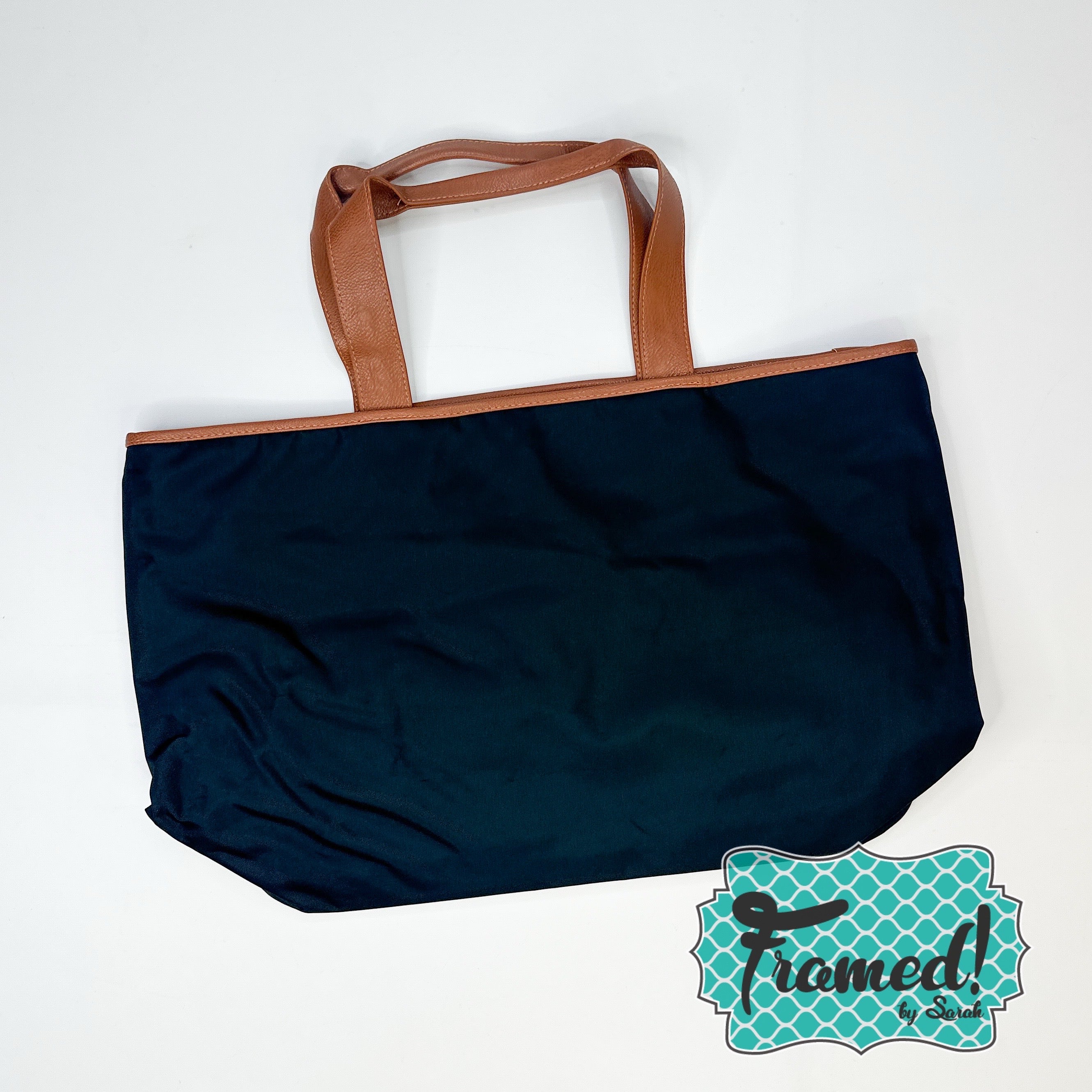 Monogrammed Oversized Black Tote