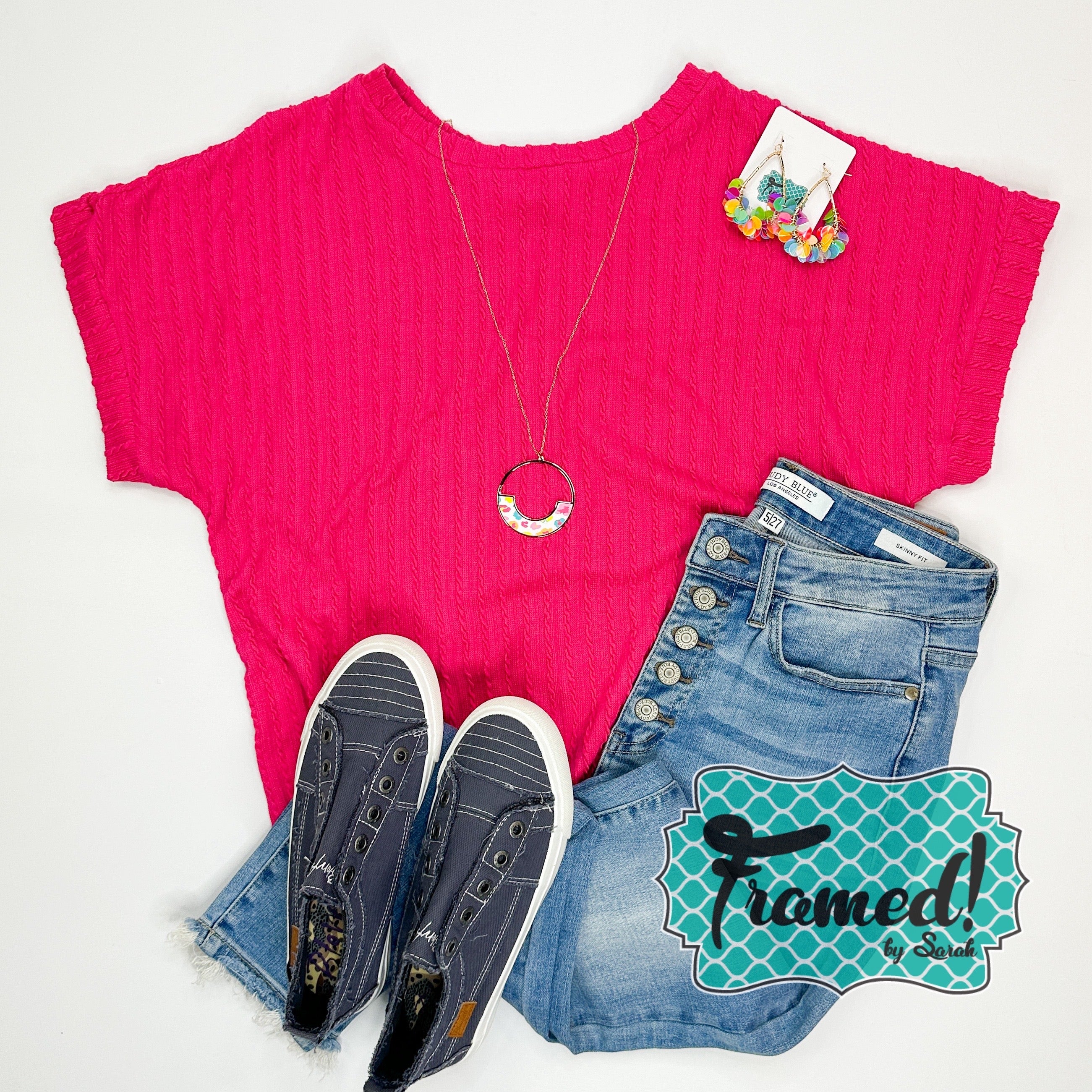 Pink Cable Knit Top (Sm & 2X only)