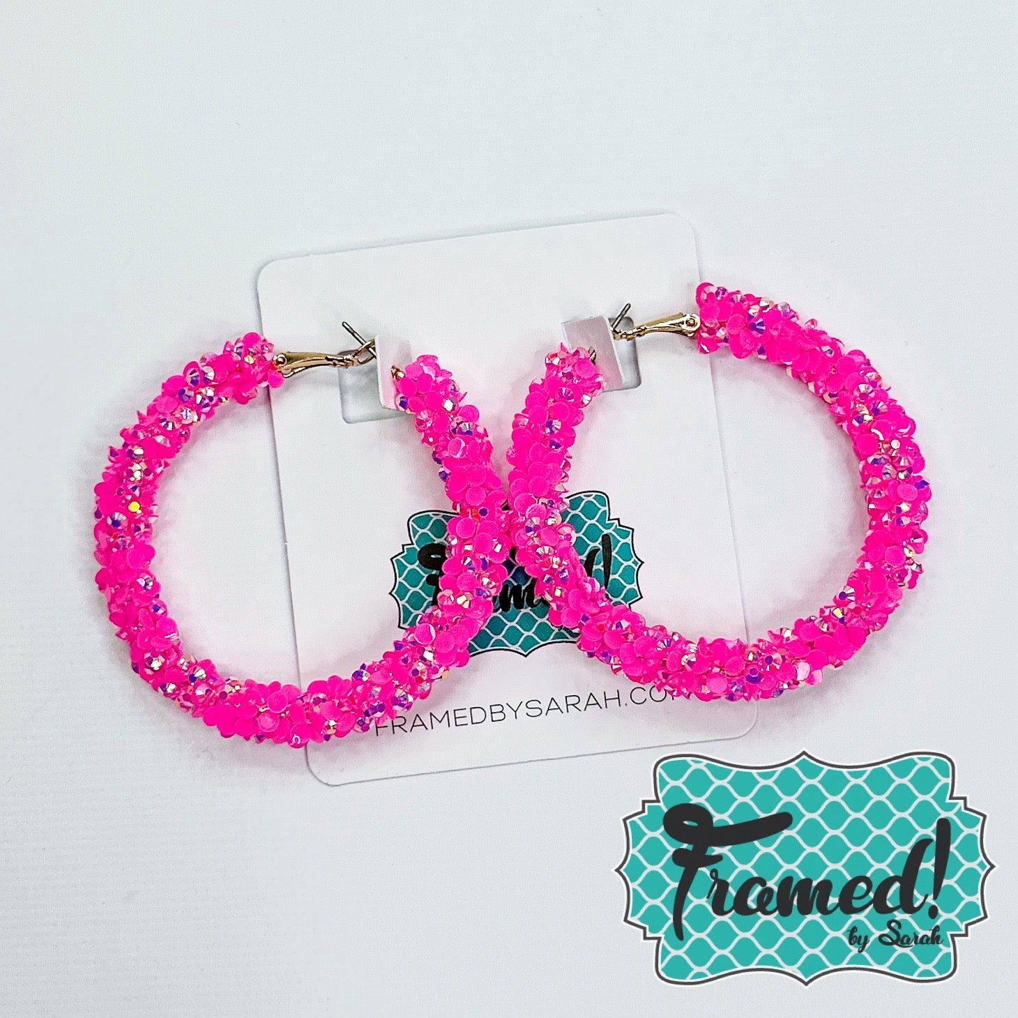 Pink Sparkly Party Hoop Earrings