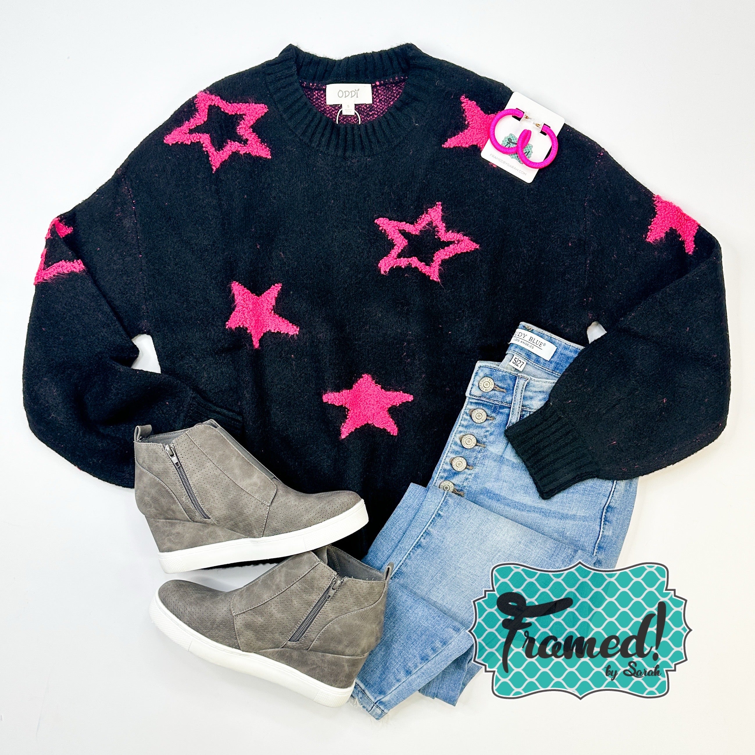 Pink & Black Star Sweater