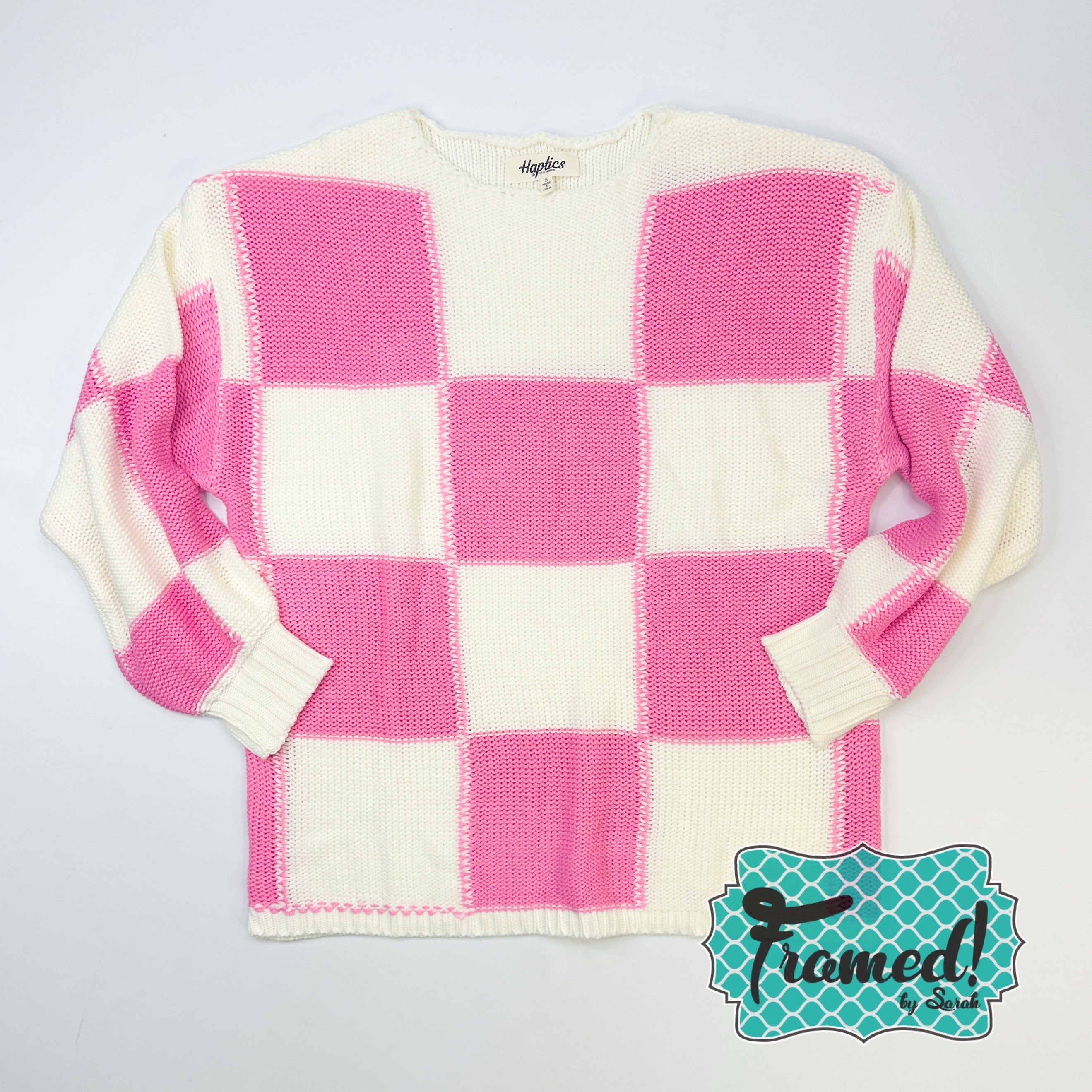 Pink & Ivory Checkered Sweater