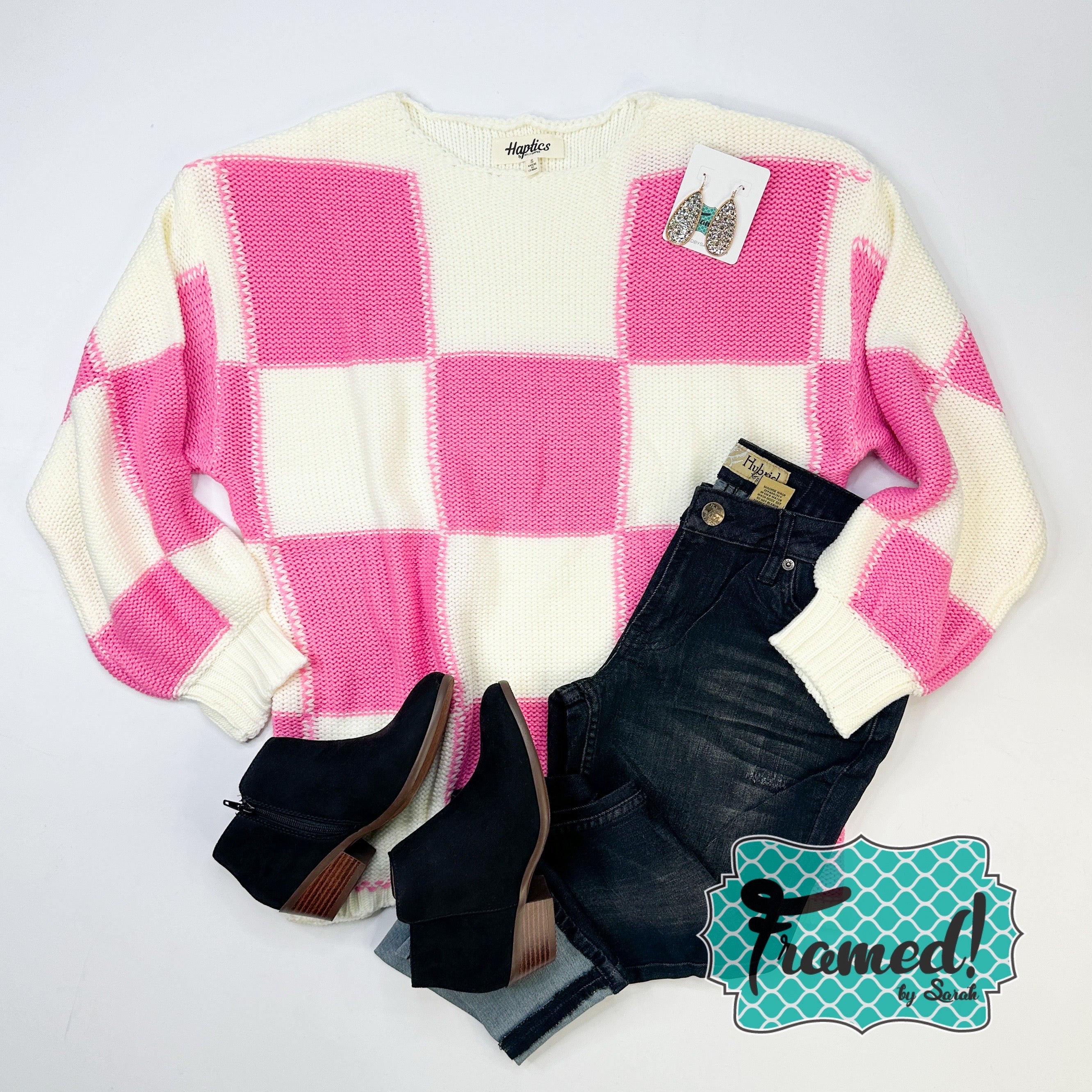 Pink & Ivory Checkered Sweater