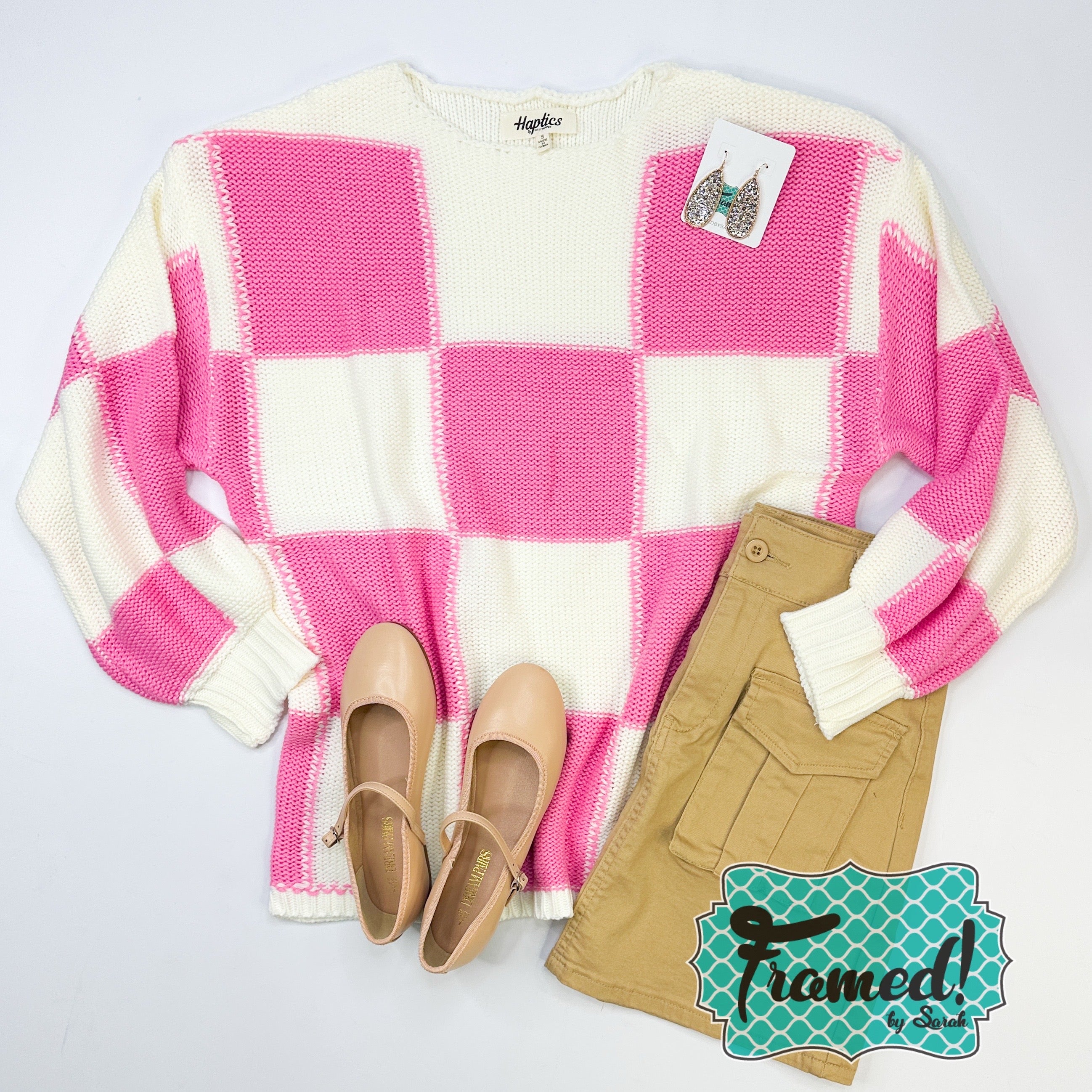 Pink & Ivory Checkered Sweater