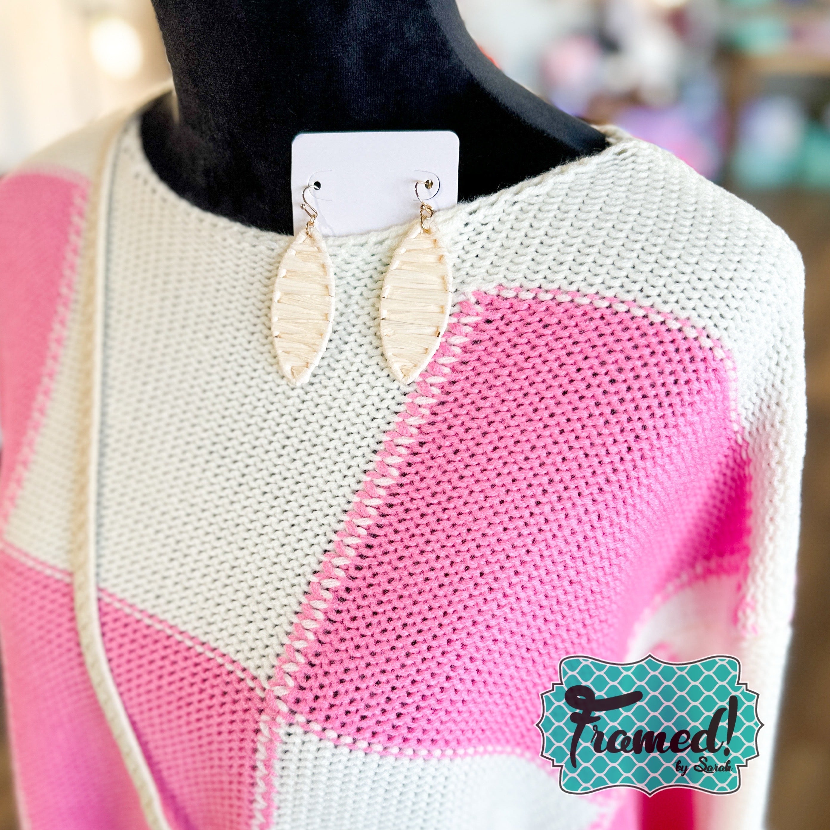Pink & Ivory Checkered Sweater (Sm, 1X, 3X Only)