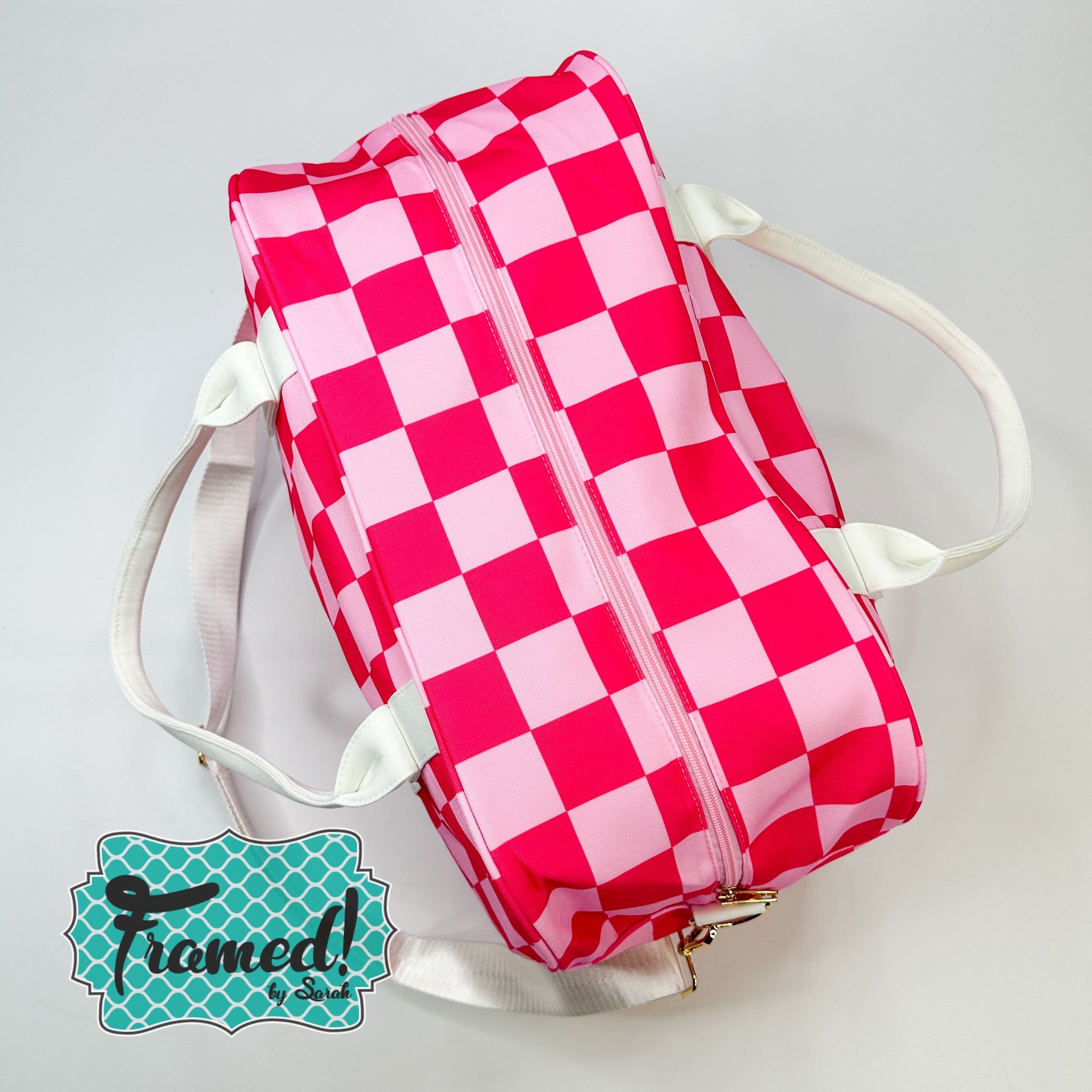 Pink & Red Checkered Weekend Bag