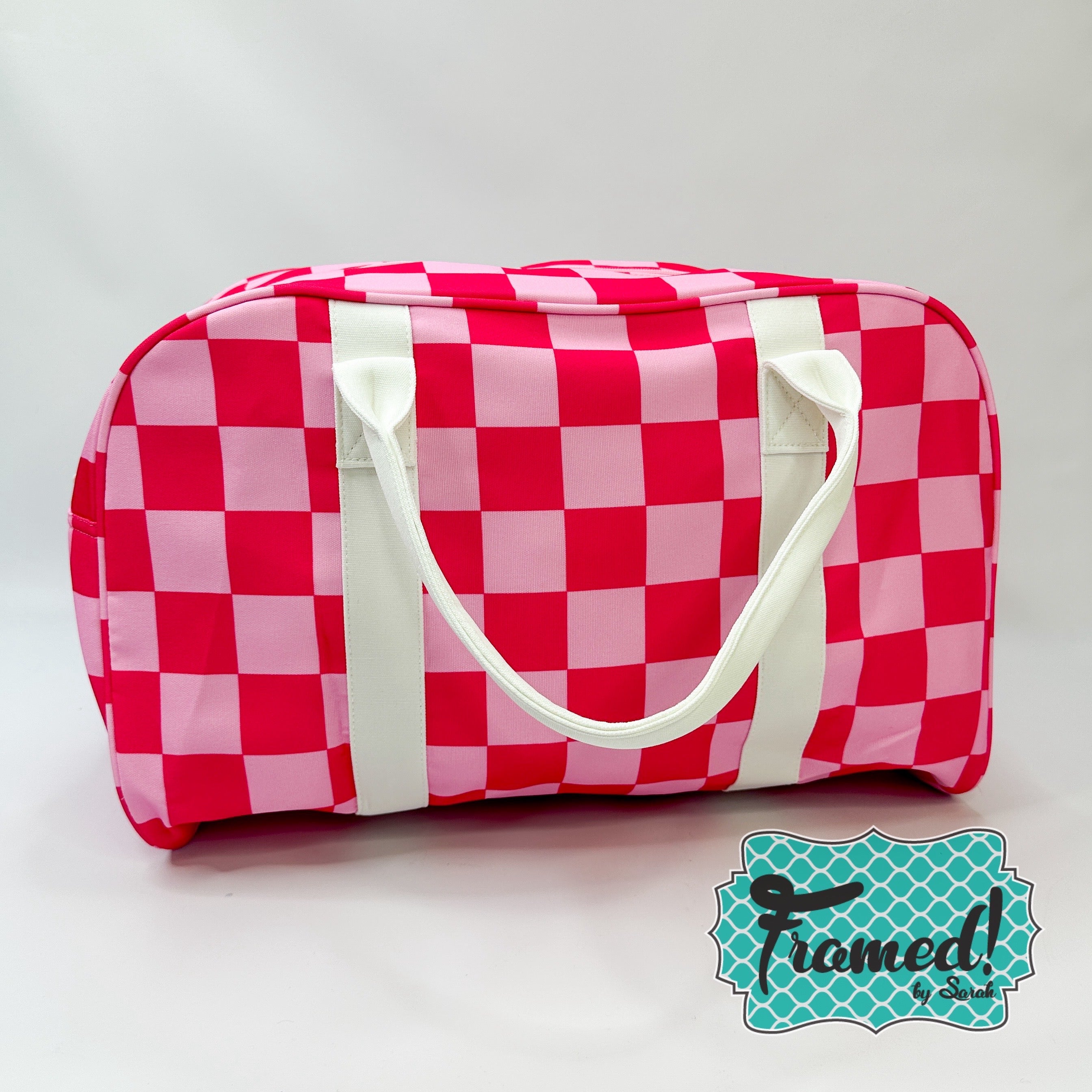 Pink & Red Checkered Weekend Bag