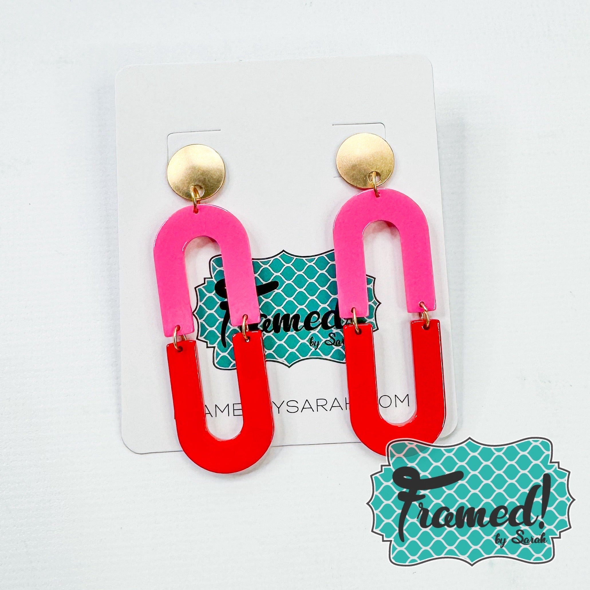 Pink & Red Tag Earrings