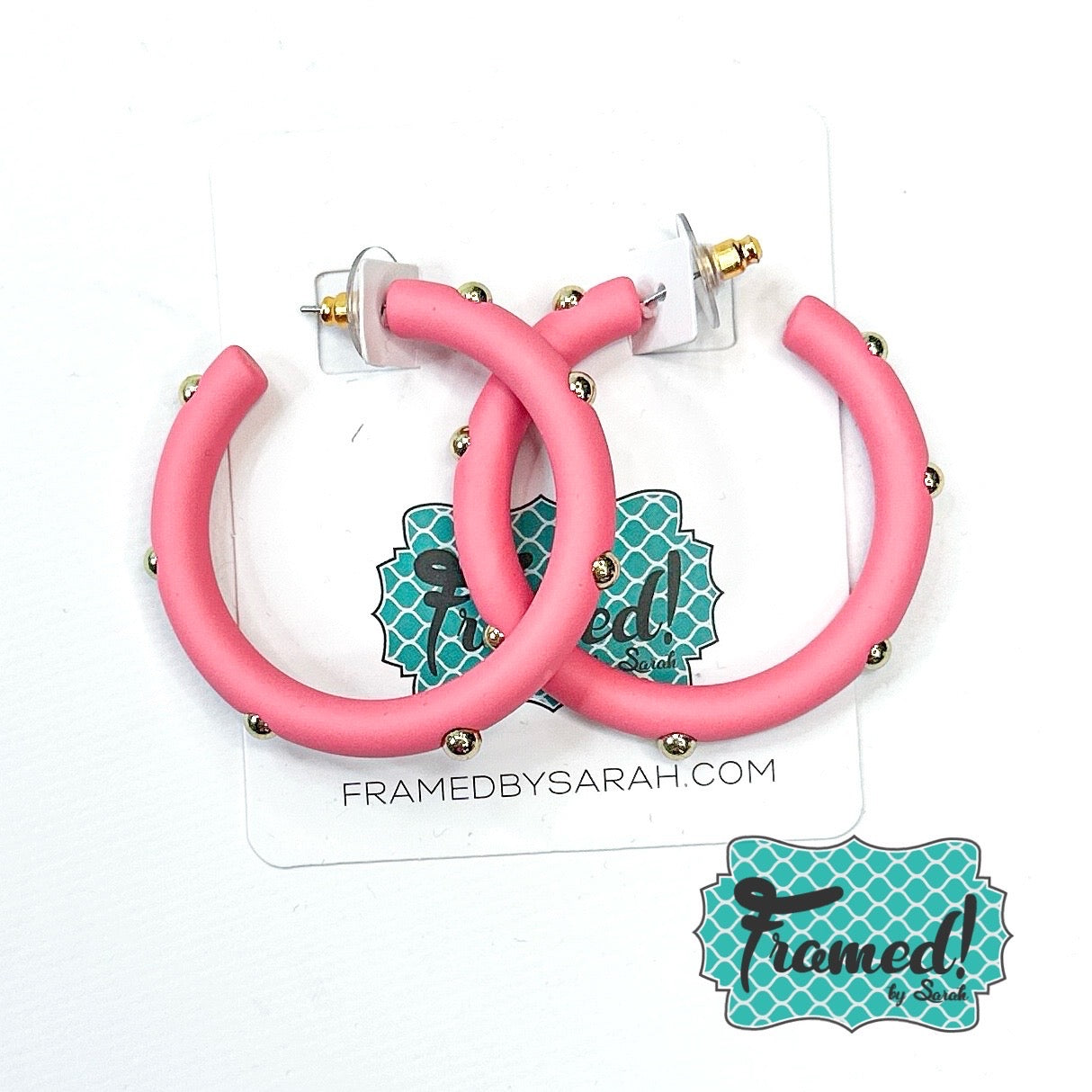 Pink Stud Hoop Earrings