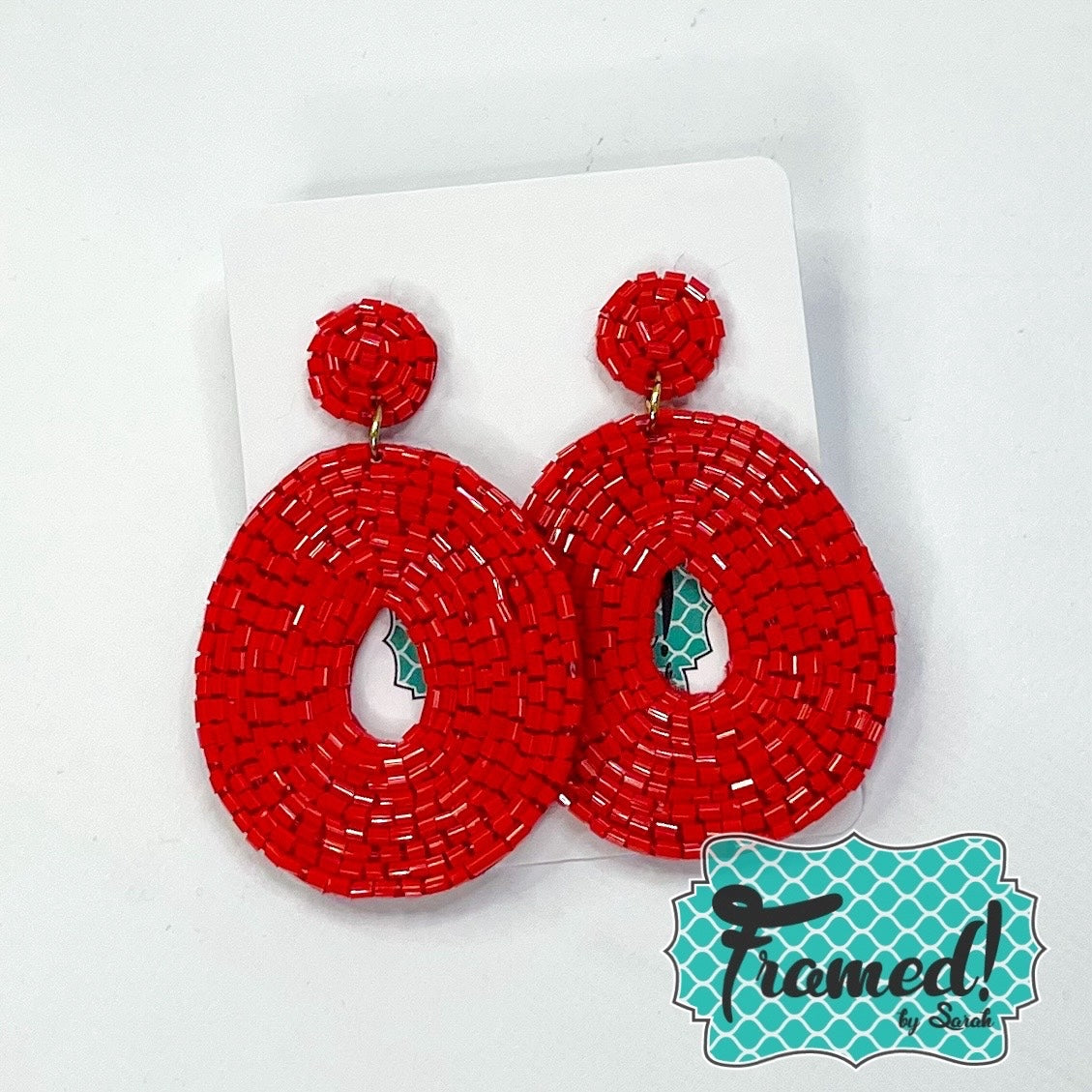 Red Caroline Beaded Earrings