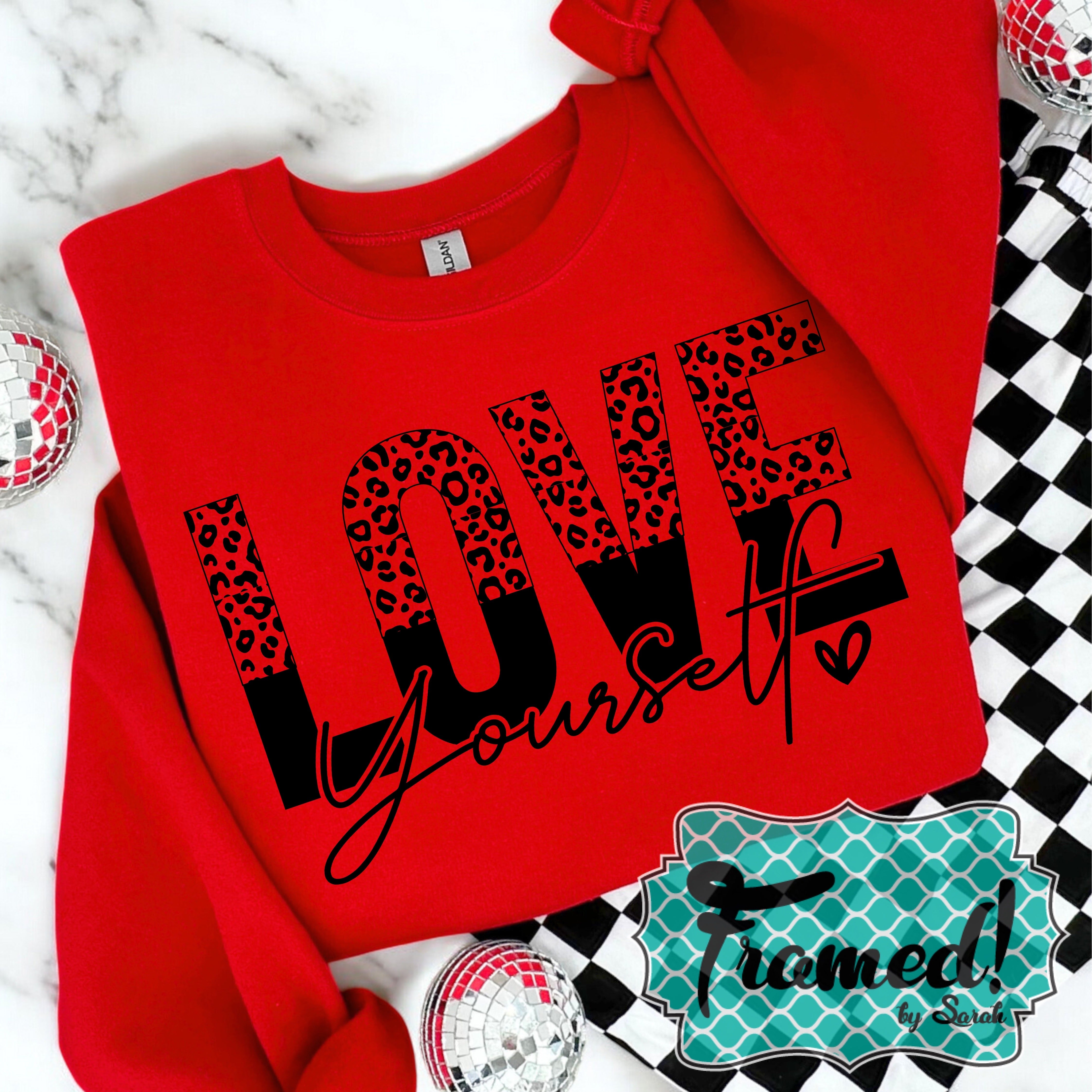 Red "Love Yourself" Leopard Sweatshirt