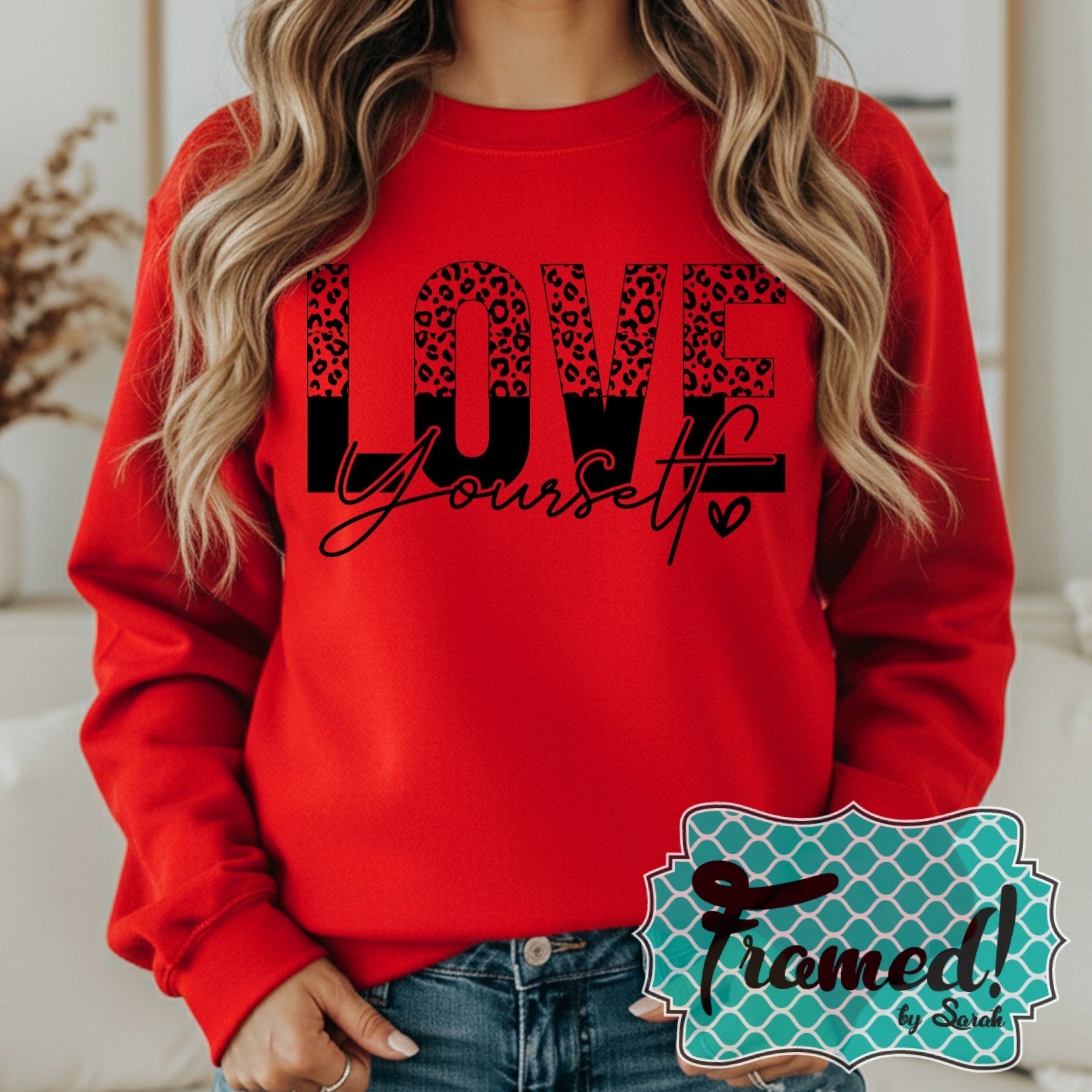 Red "Love Yourself" Leopard Sweatshirt