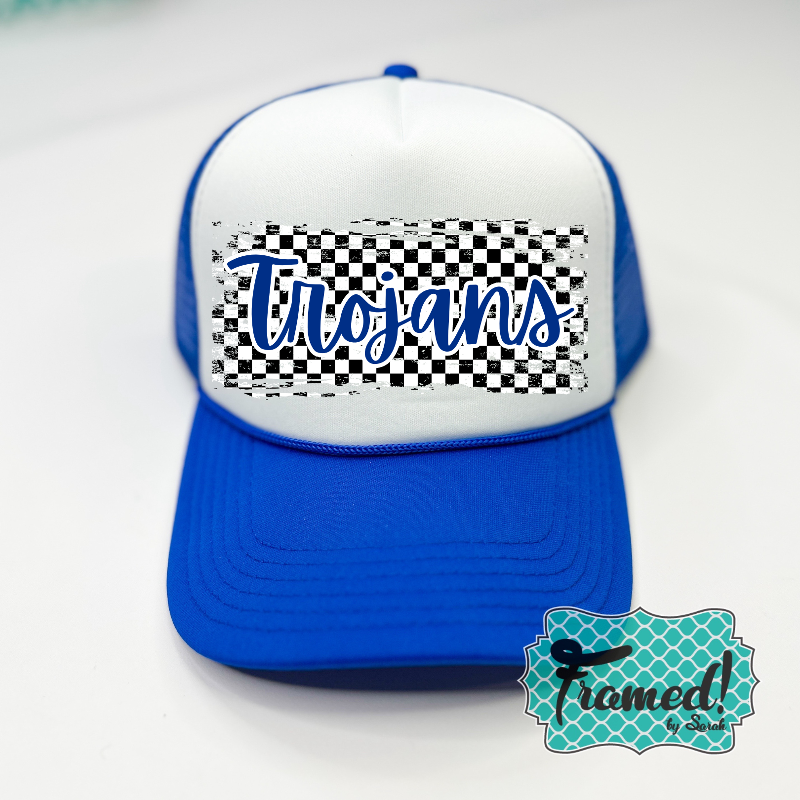 My Team Custom Checkered Trucker Hat