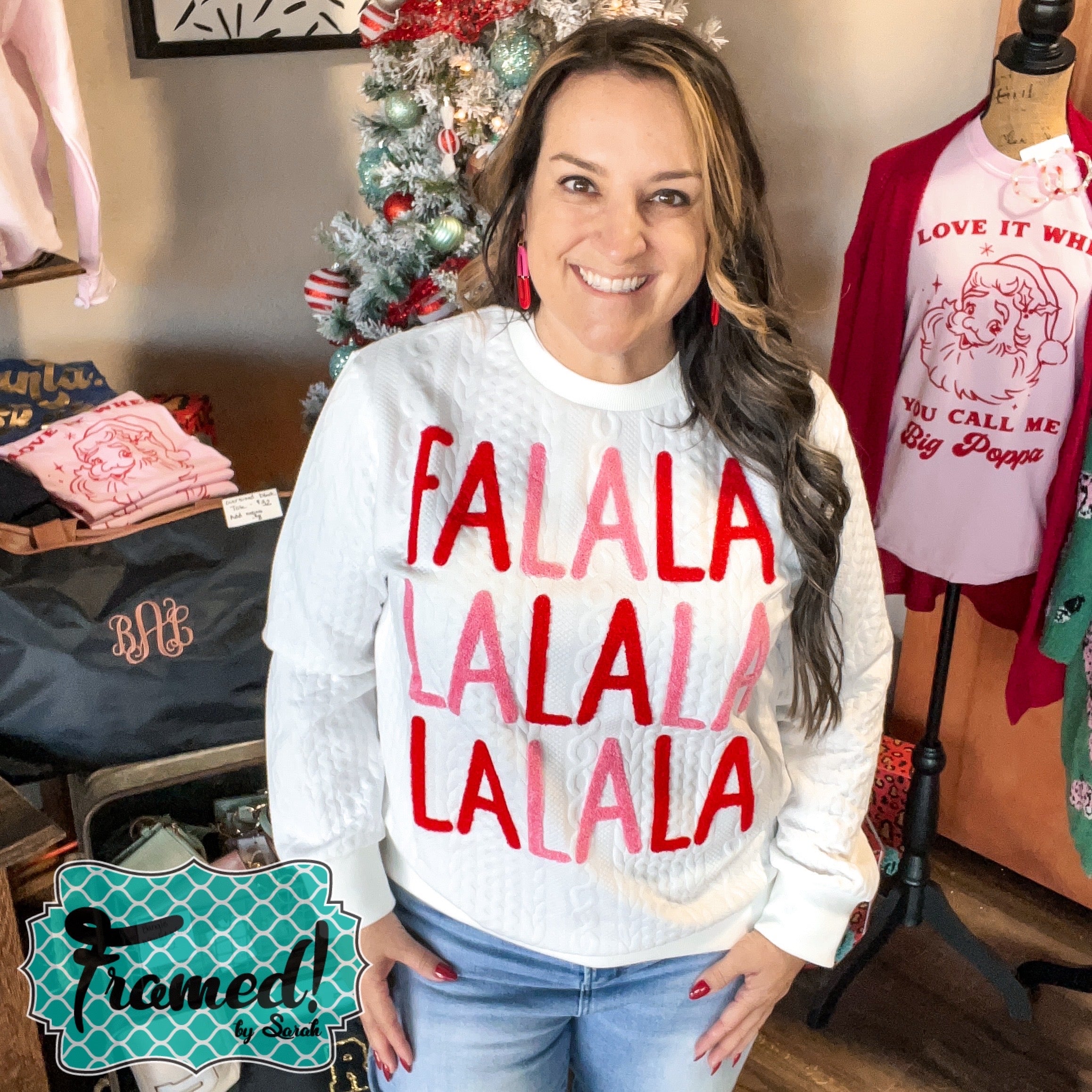 'Fa La La' Braided Crewneck Sweatshirt (Sm & L only)