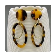Leopard Resin & Metal Dangle Earrings