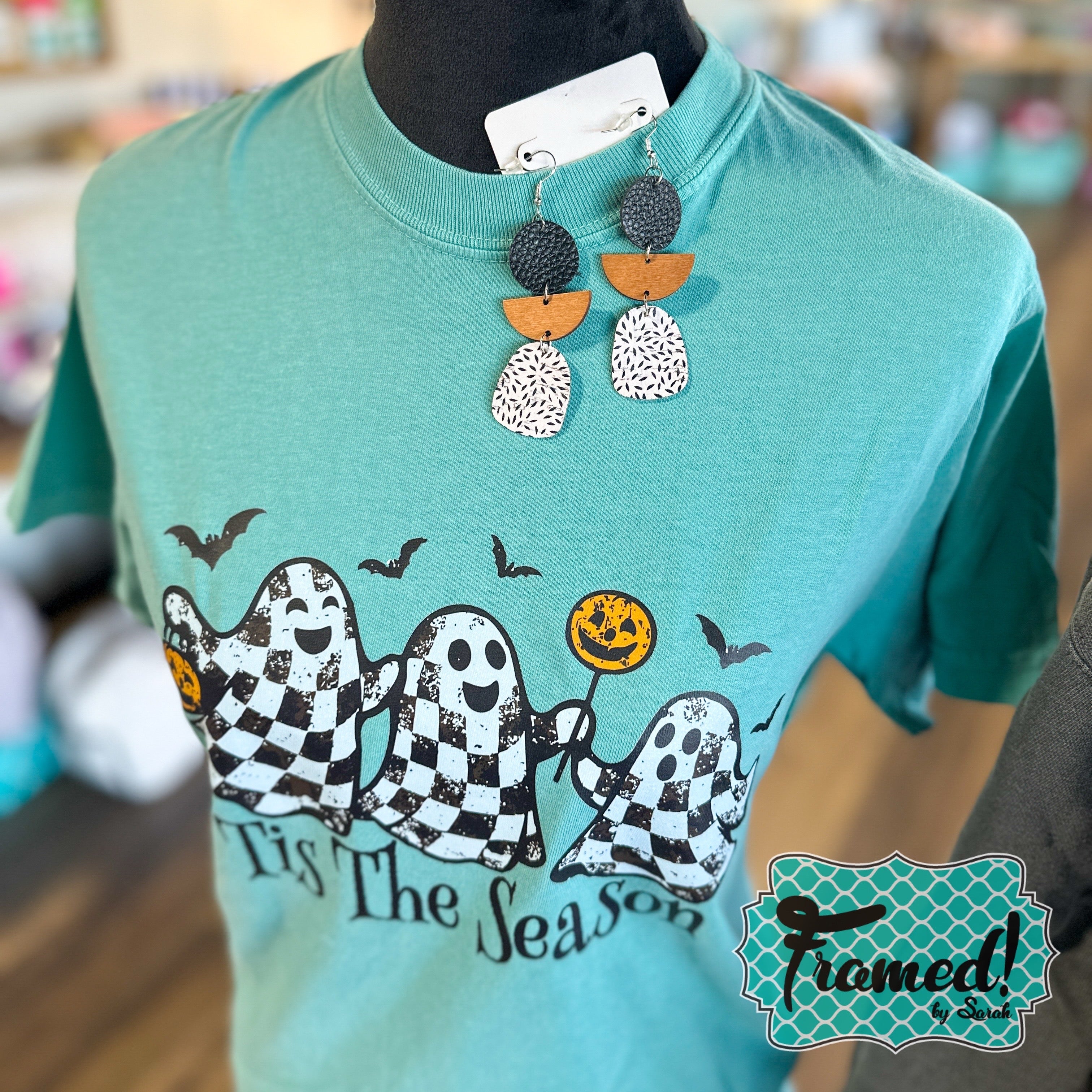 Seafoam 'Tis the Season' Checkered Ghost Sweatshirt
