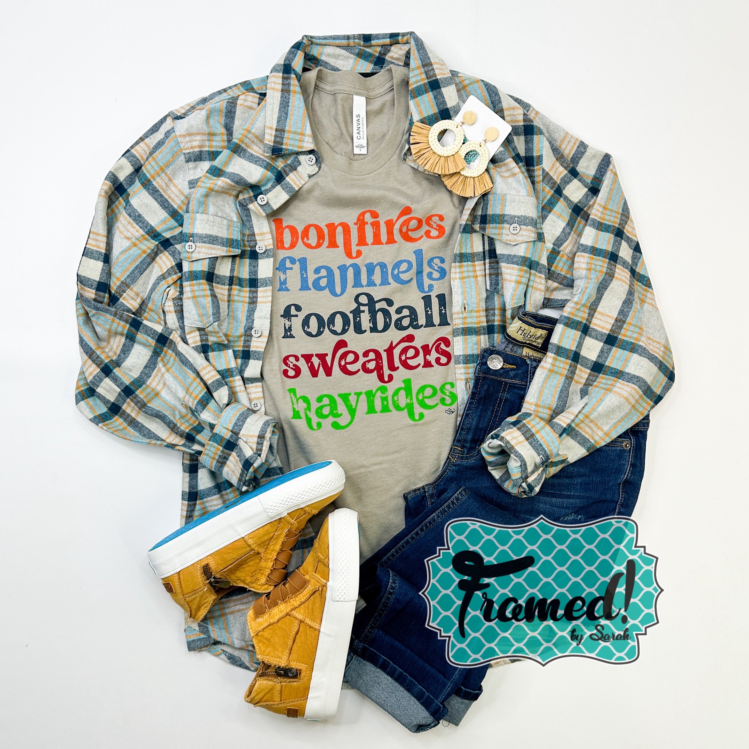 'Bonfires, Flannels, Football, Sweaters & Hayrides' Graphic Tee